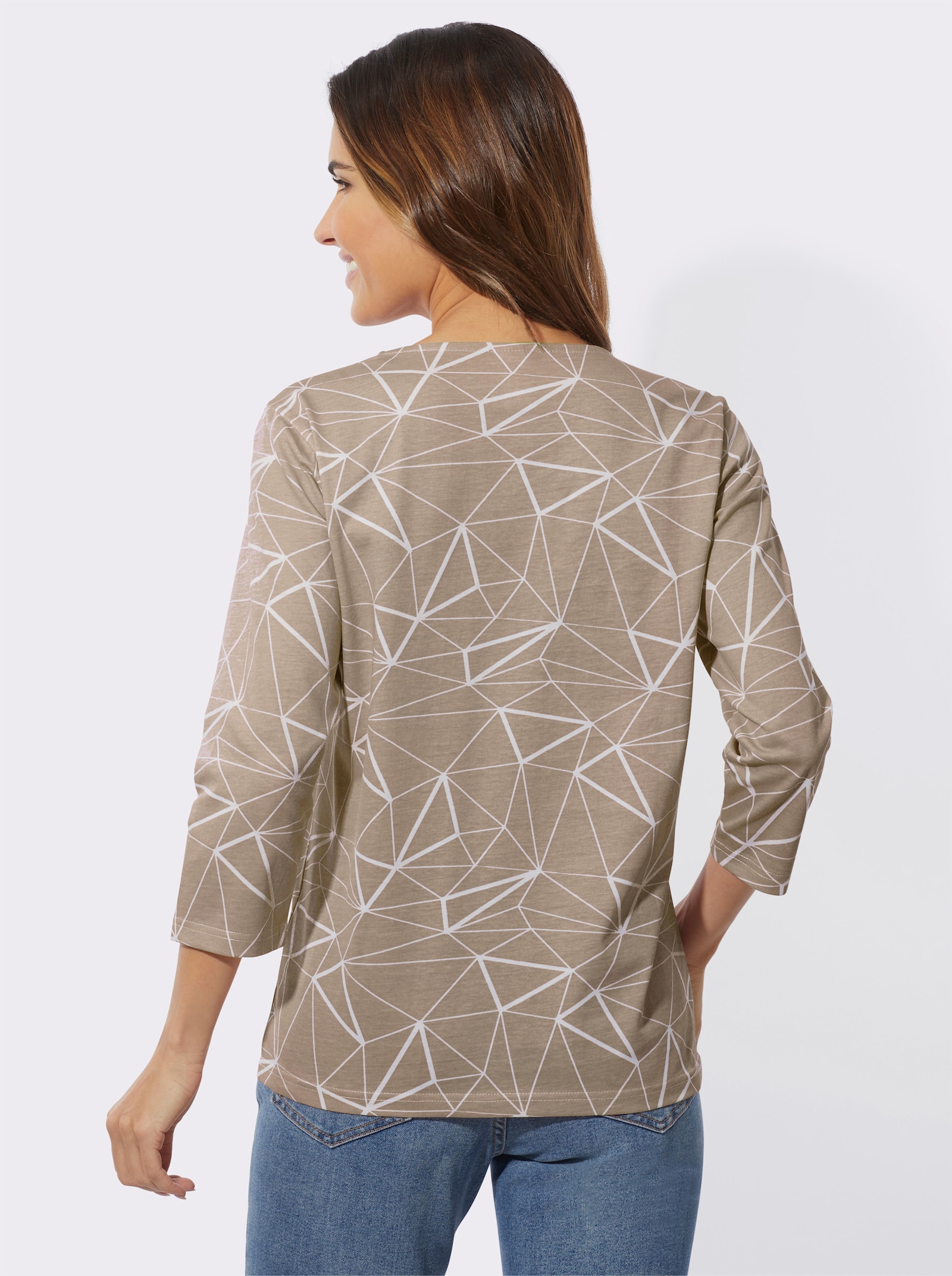 Rundhalsshirt im Grafik-Dessin - sesam-ecru-bedruckt