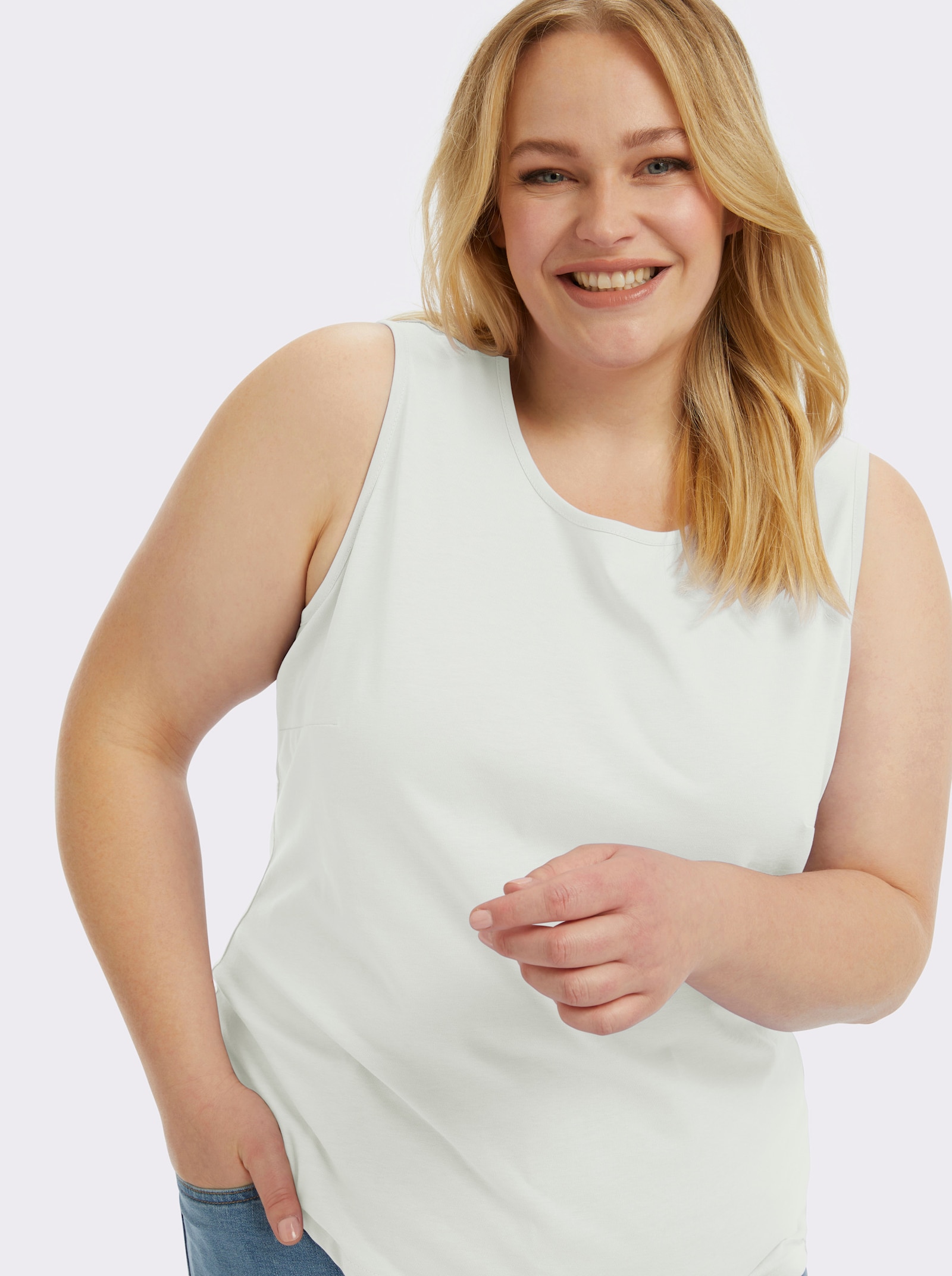 Trägertop mit Rundhals-Ausschnitt - ecru