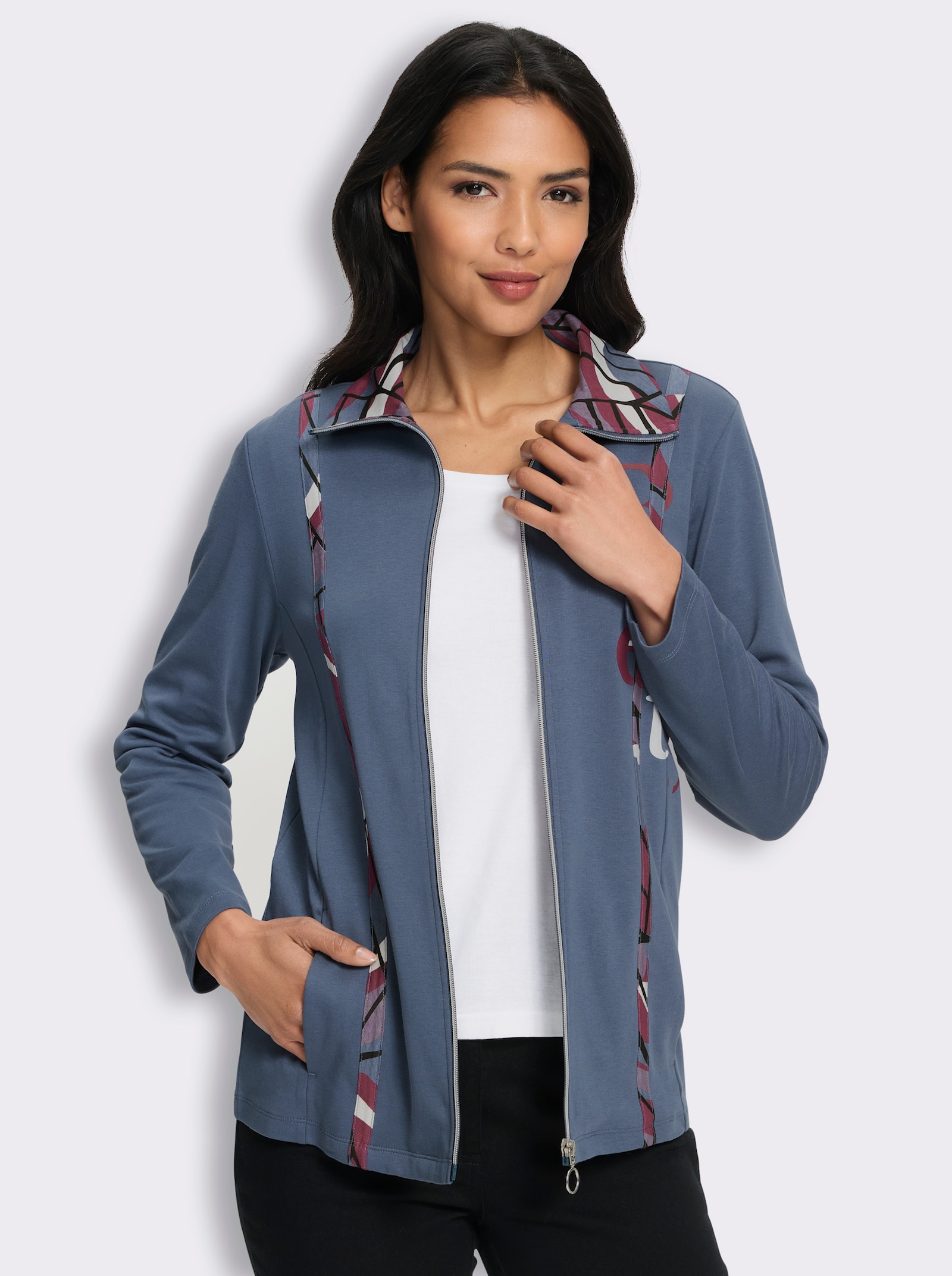 Shirtjacke mit kontrastreicher Verarbeitung - rauchblau