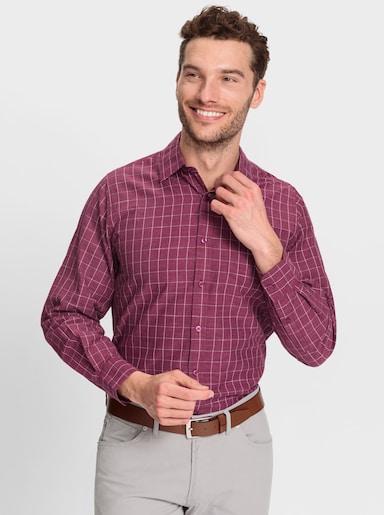Catamaran Langarmhemd mit Karo-Muster, garngefärbt - bordeaux