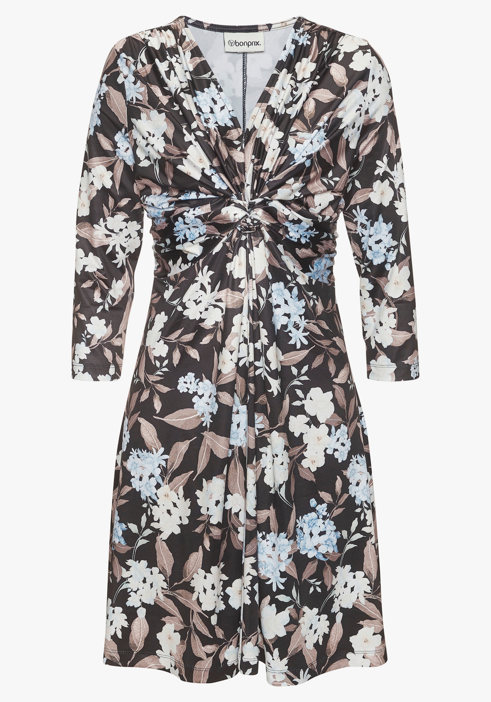 LASCANA Druckkleid - schwarz-braun-blau bedruckt