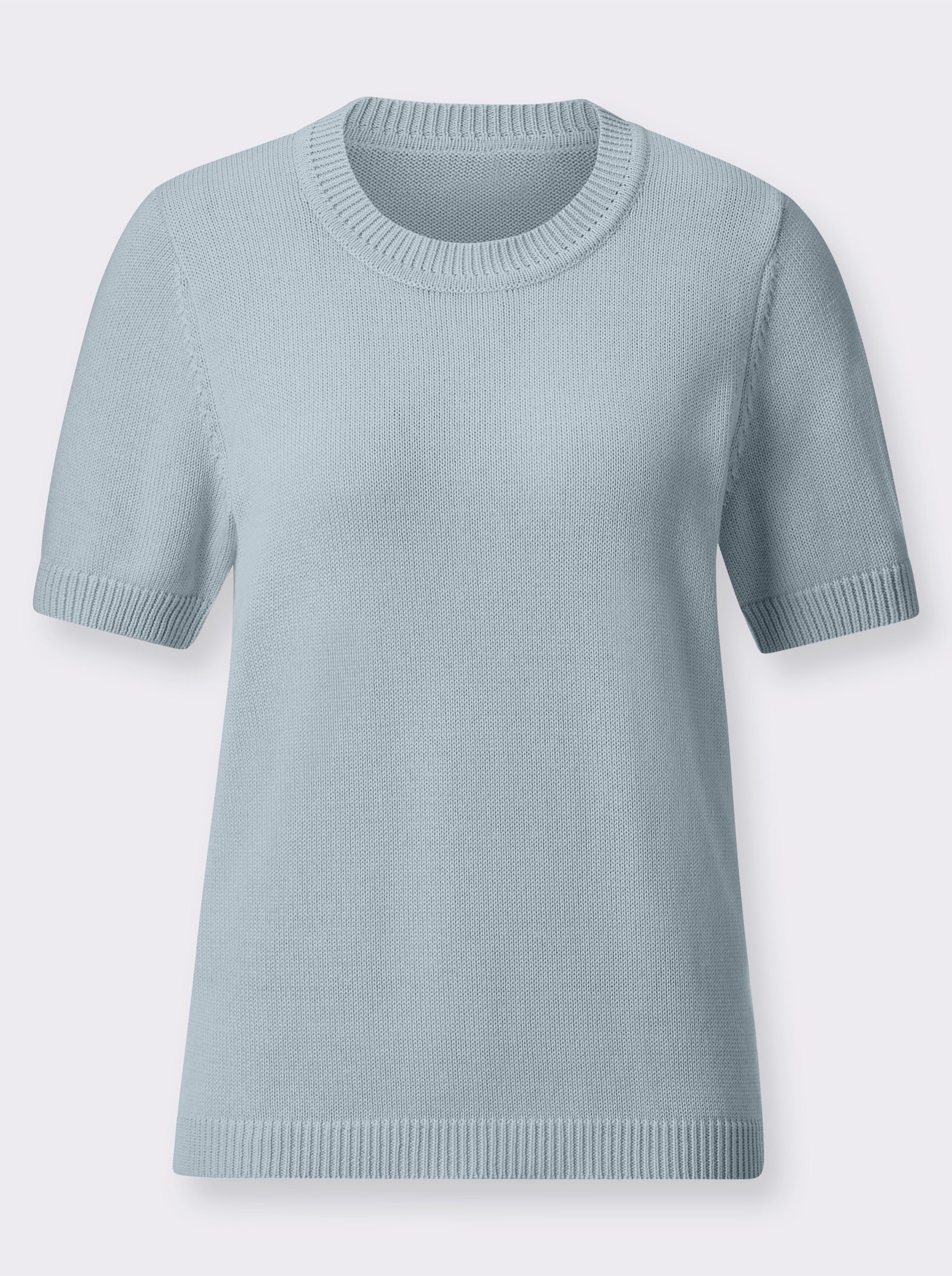 Kurzarmpullover mit Rippabschlüssen - eisblau