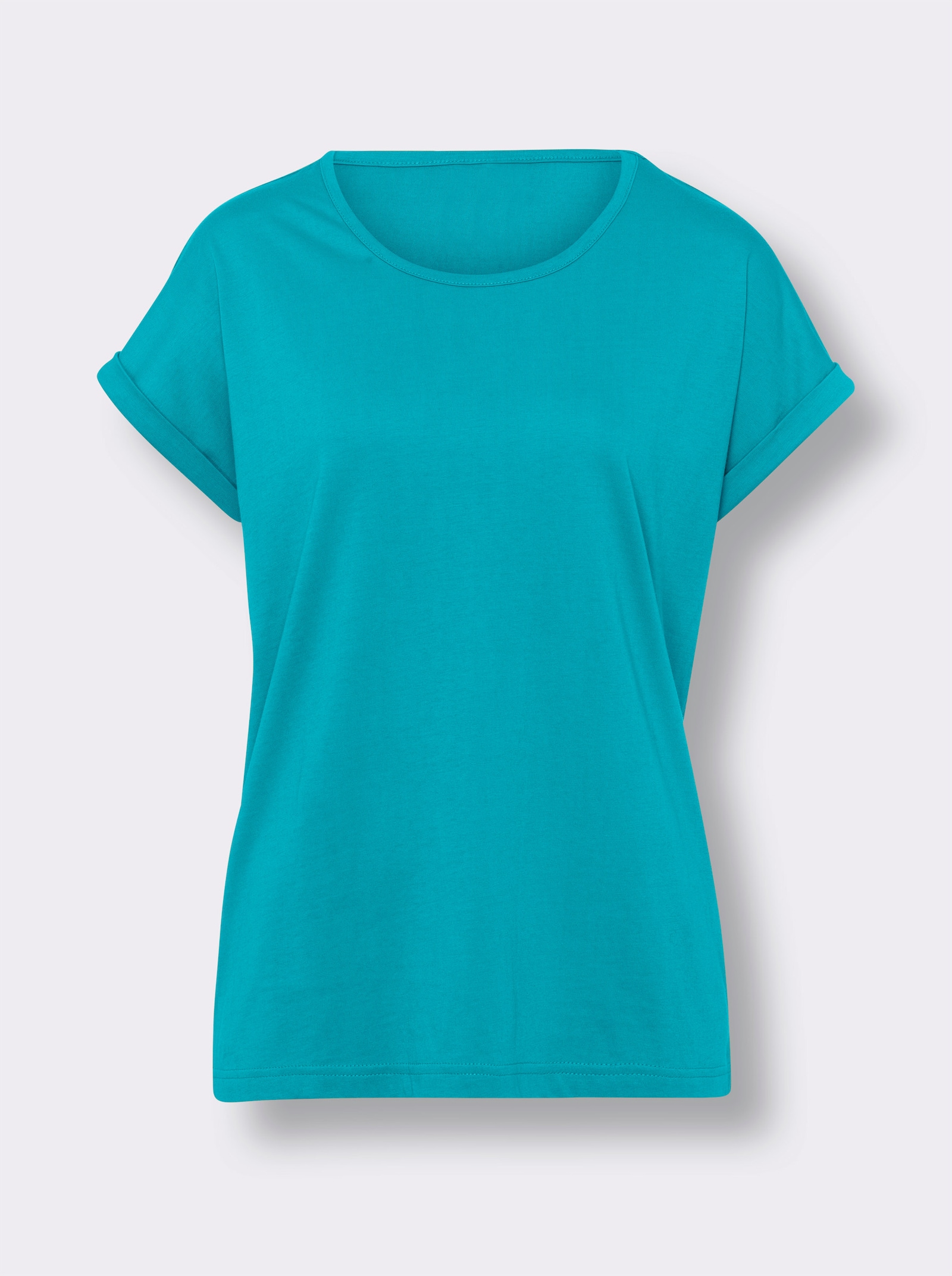 Kurzarmshirt in Jersey-Qualität - türkis