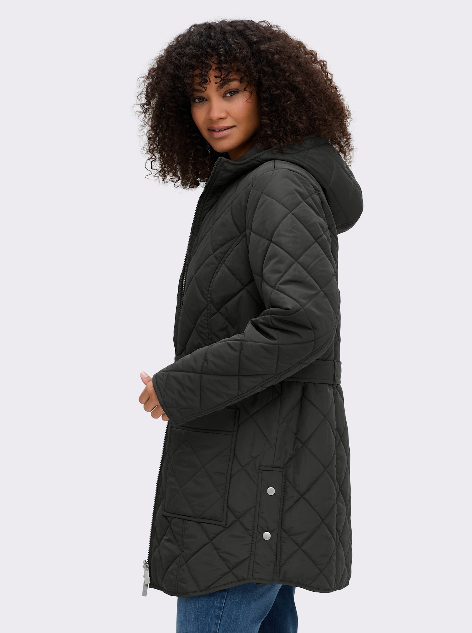 sheego Wendejacke mit Bindegürtel - graphit