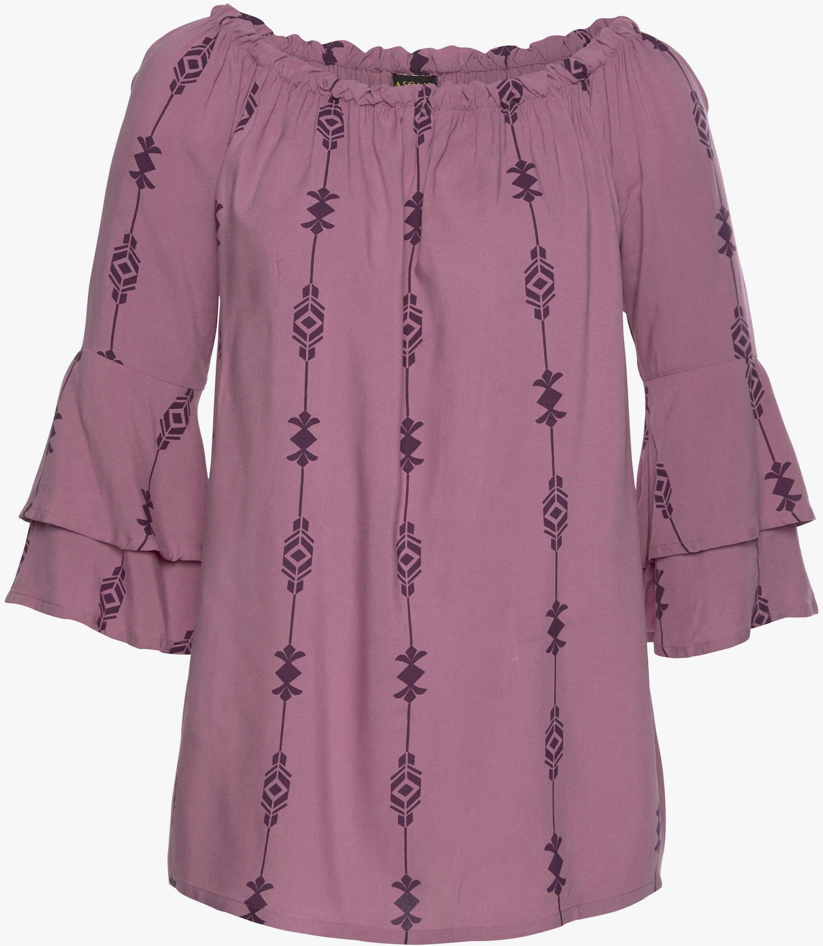 LASCANA Carmenbluse - lila-bedruckt