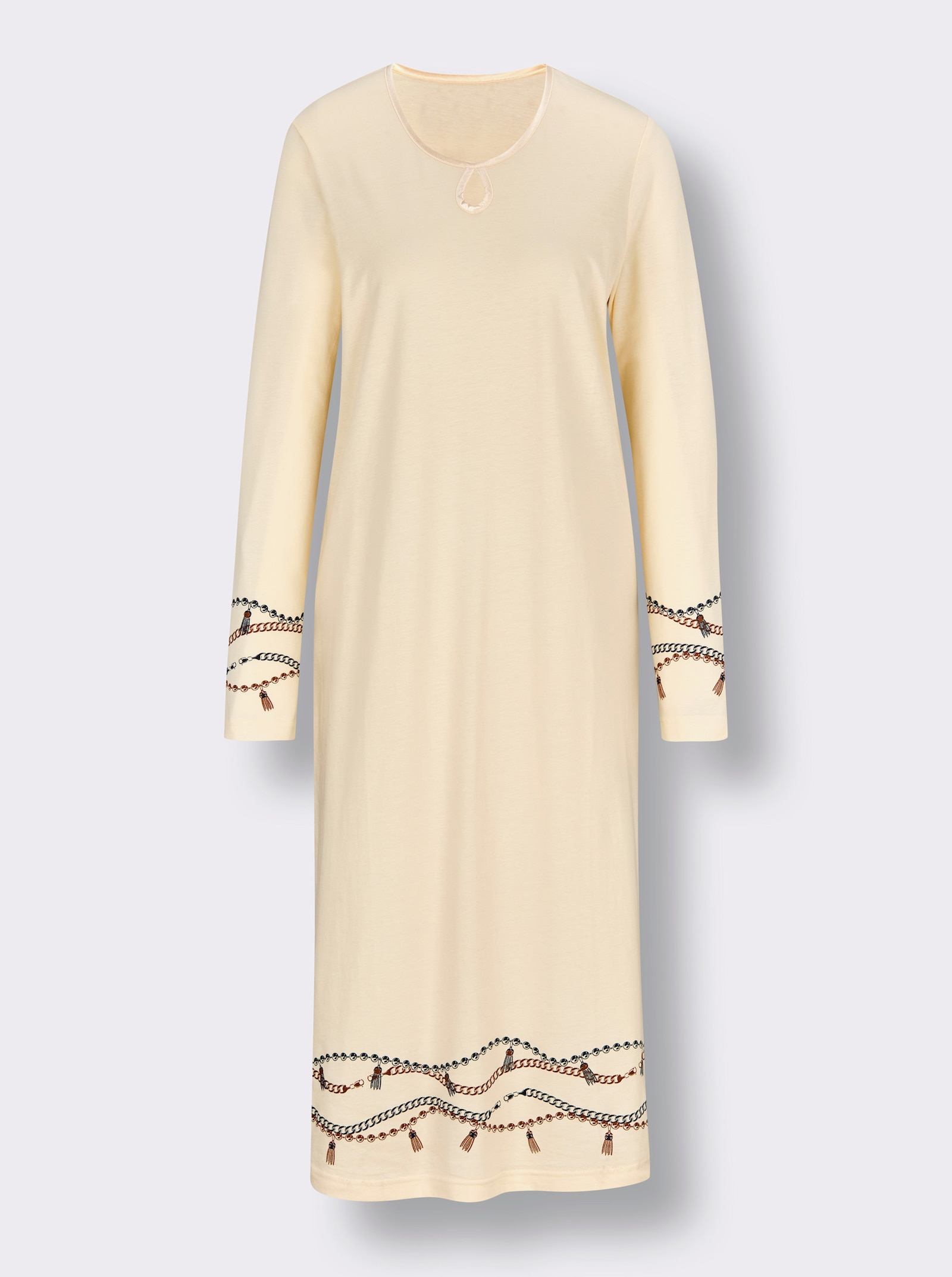 wäschepur Nachthemd mit Kettendruck - champagner-marine-bedruckt