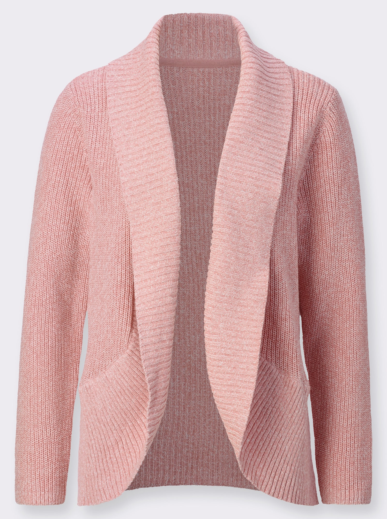 Strickjacke mit Schalkragen - rosenquarz-ecru-meliert