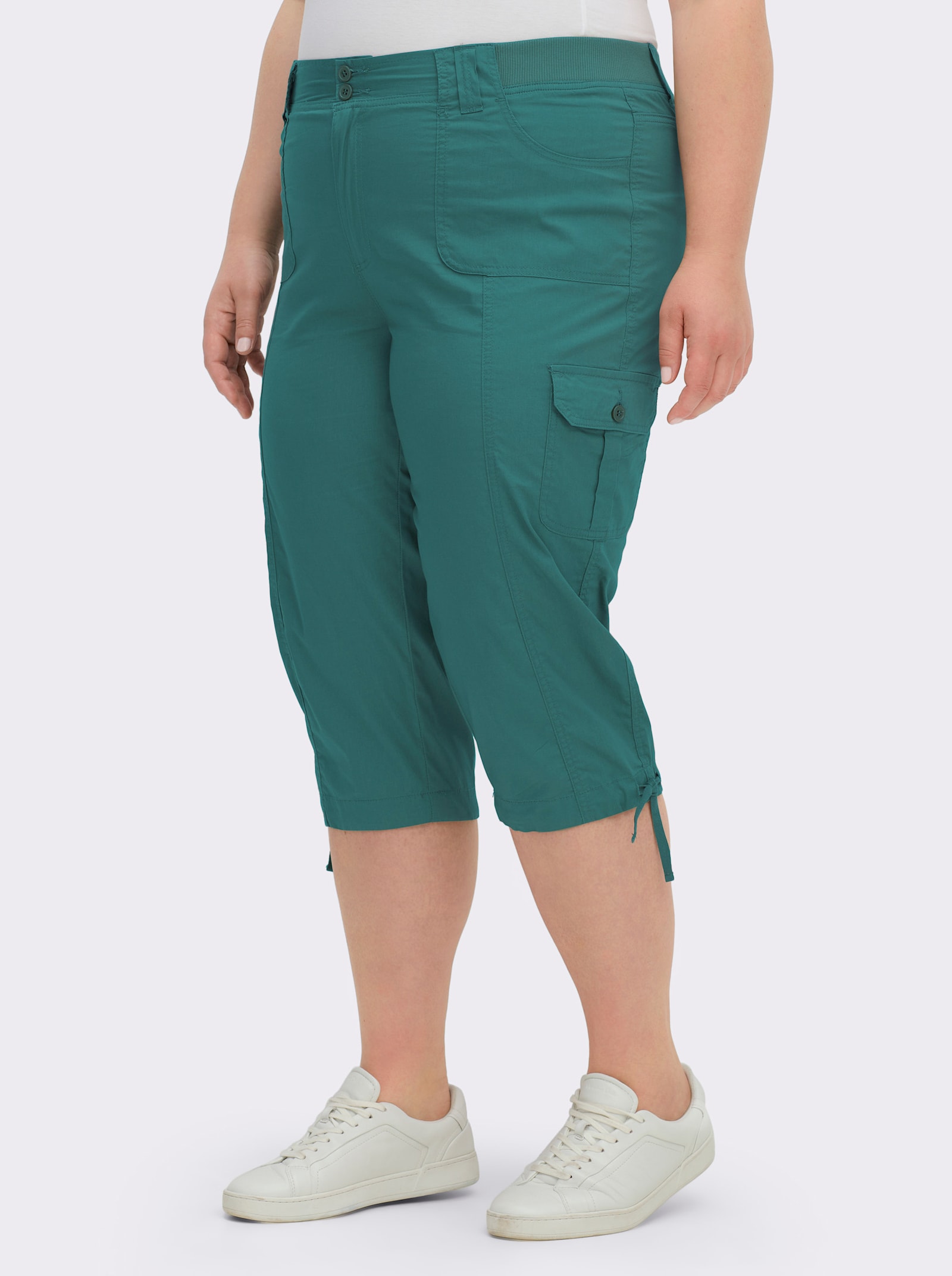 Caprihose mit weitenverstellbarem Saum - petrol