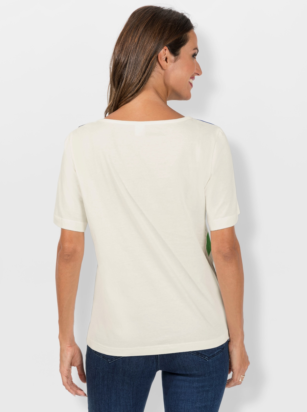 Kurzarmshirt - ecru-apfel