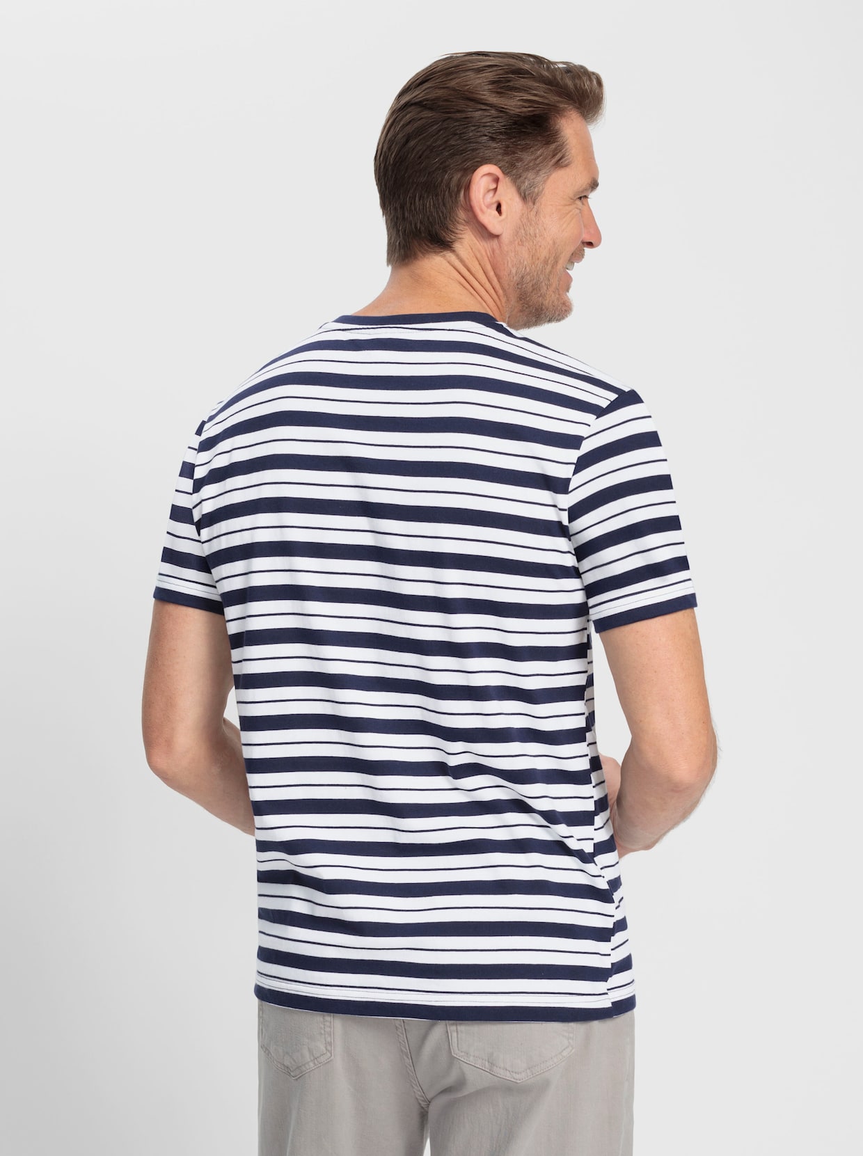 Catamaran T-shirt - marine/wit gestreept