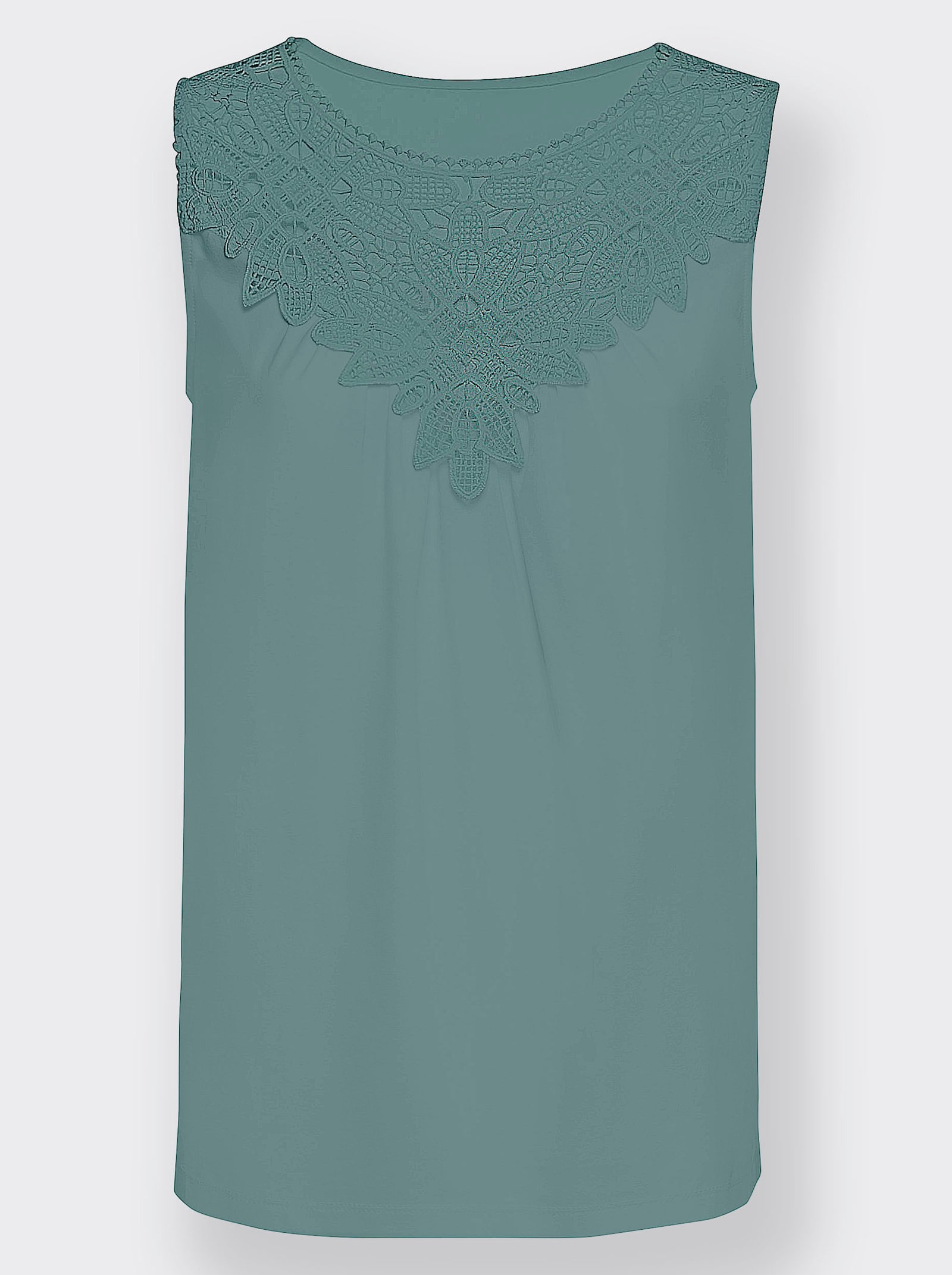 Shirttop mit Spitze am Ausschnitt - jade