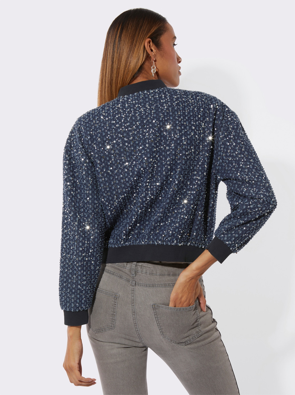 Blouson mit schimmernden Pailletten - dark blue