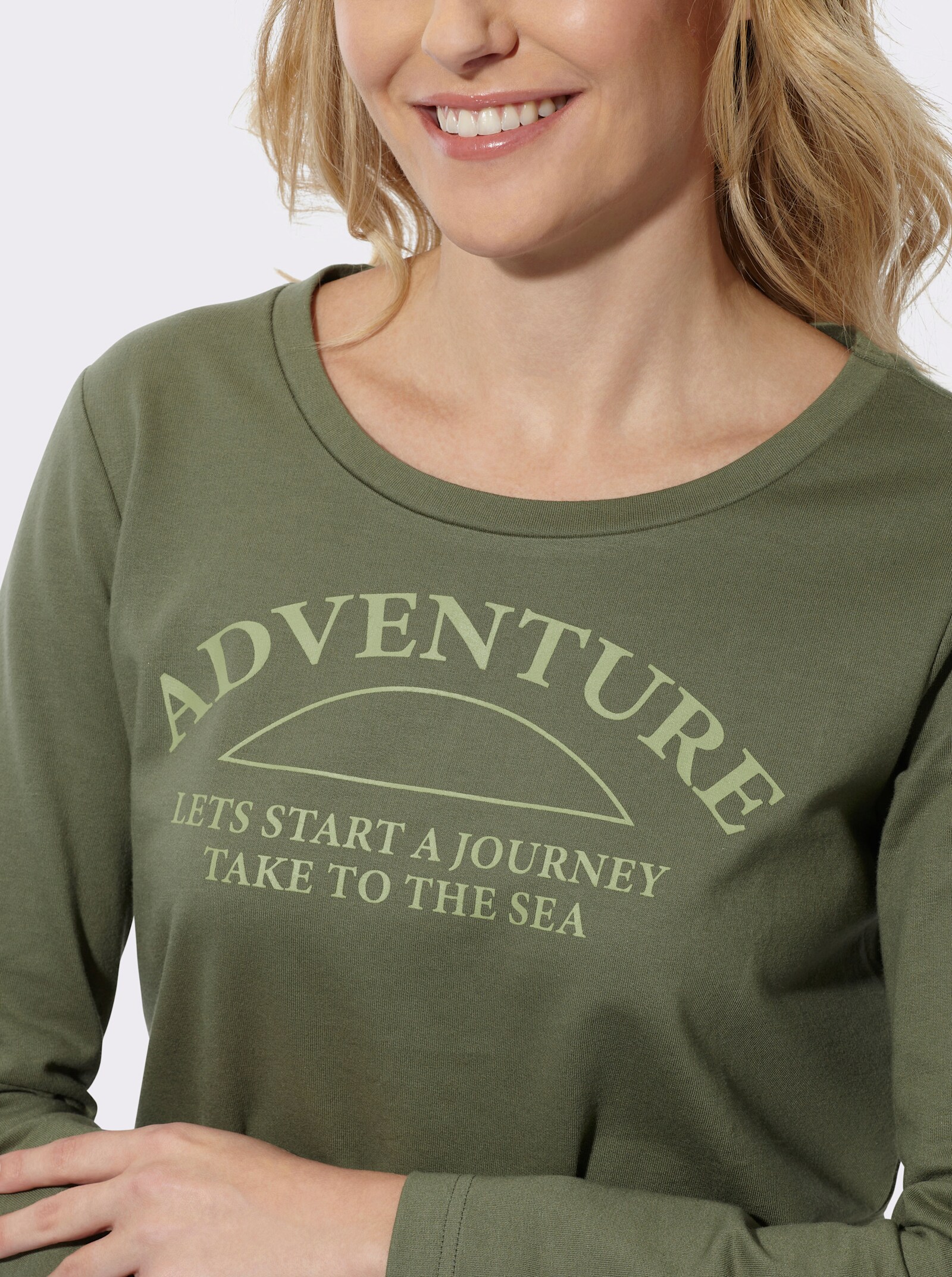 Sweatshirt mit platziertem Schriftzug - khaki-schilf