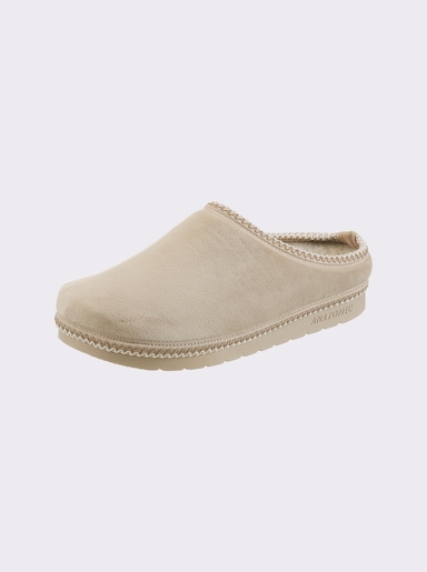 Pantoffel mit Bordüre - beige