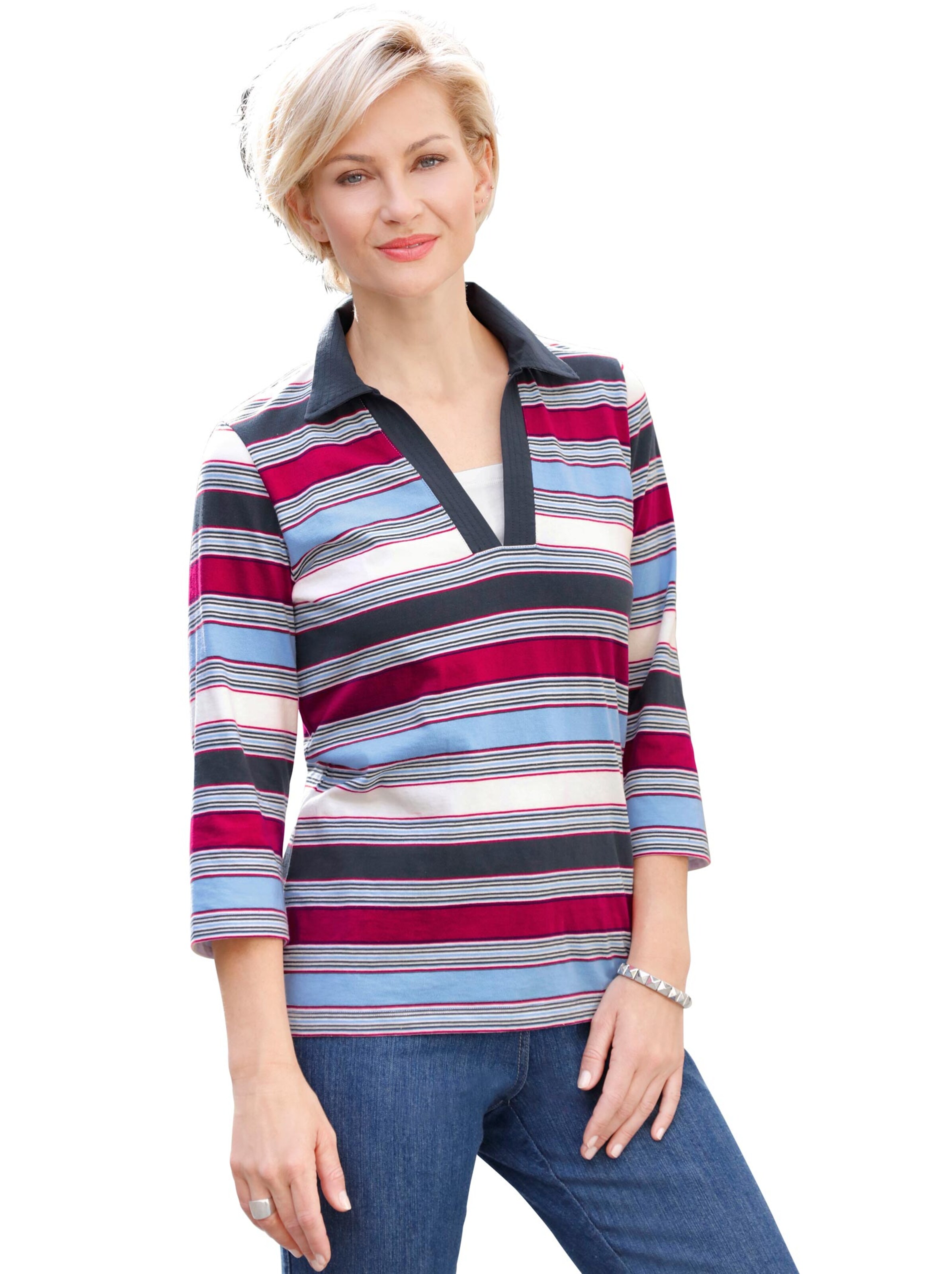 Shirt - blau-rot-geringelt