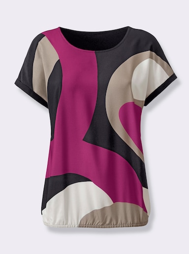 Blouse met print - magenta/zwart bedrukt