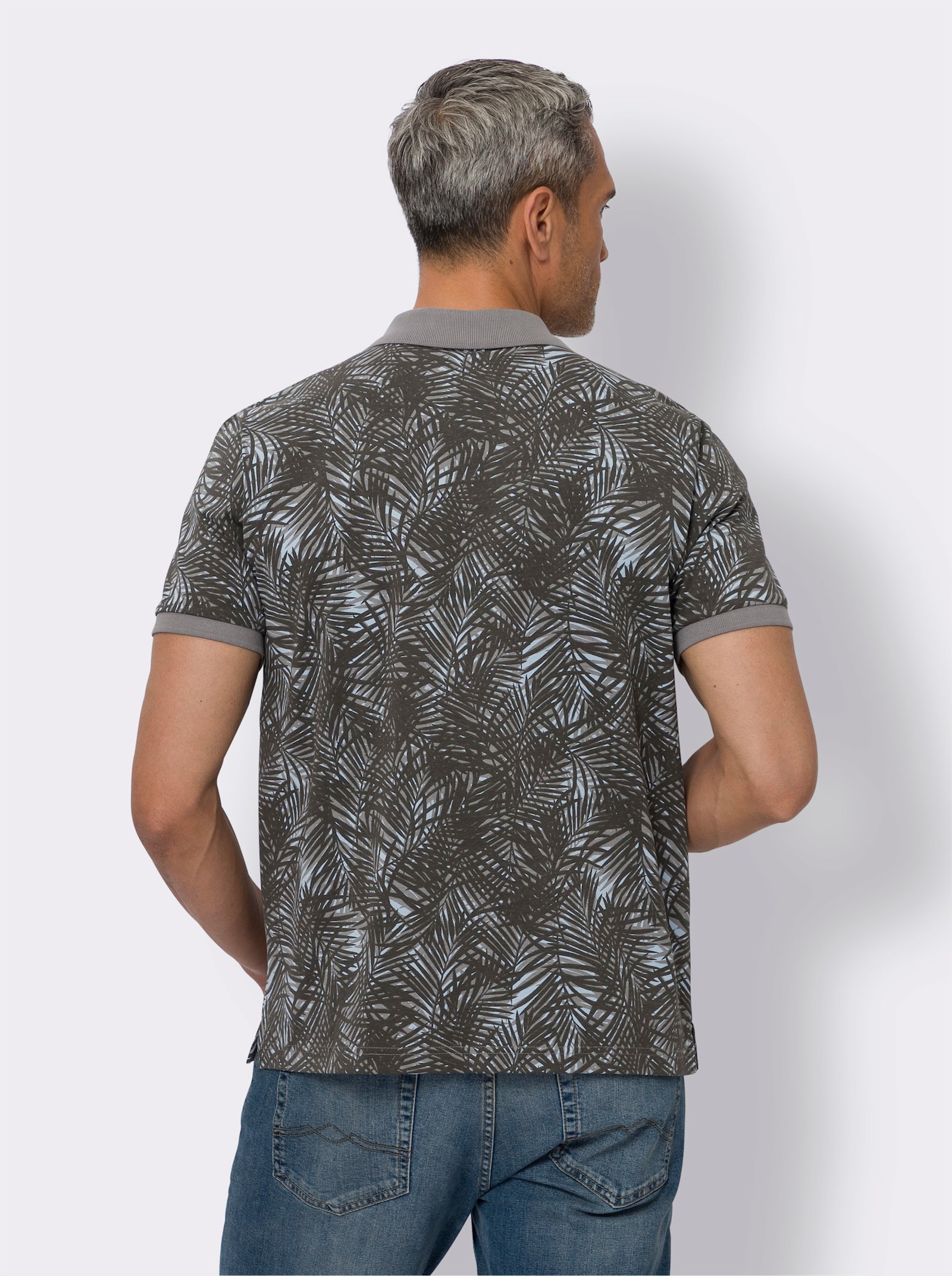 Polokošile s palmovým potiskem - grafitová-potisk