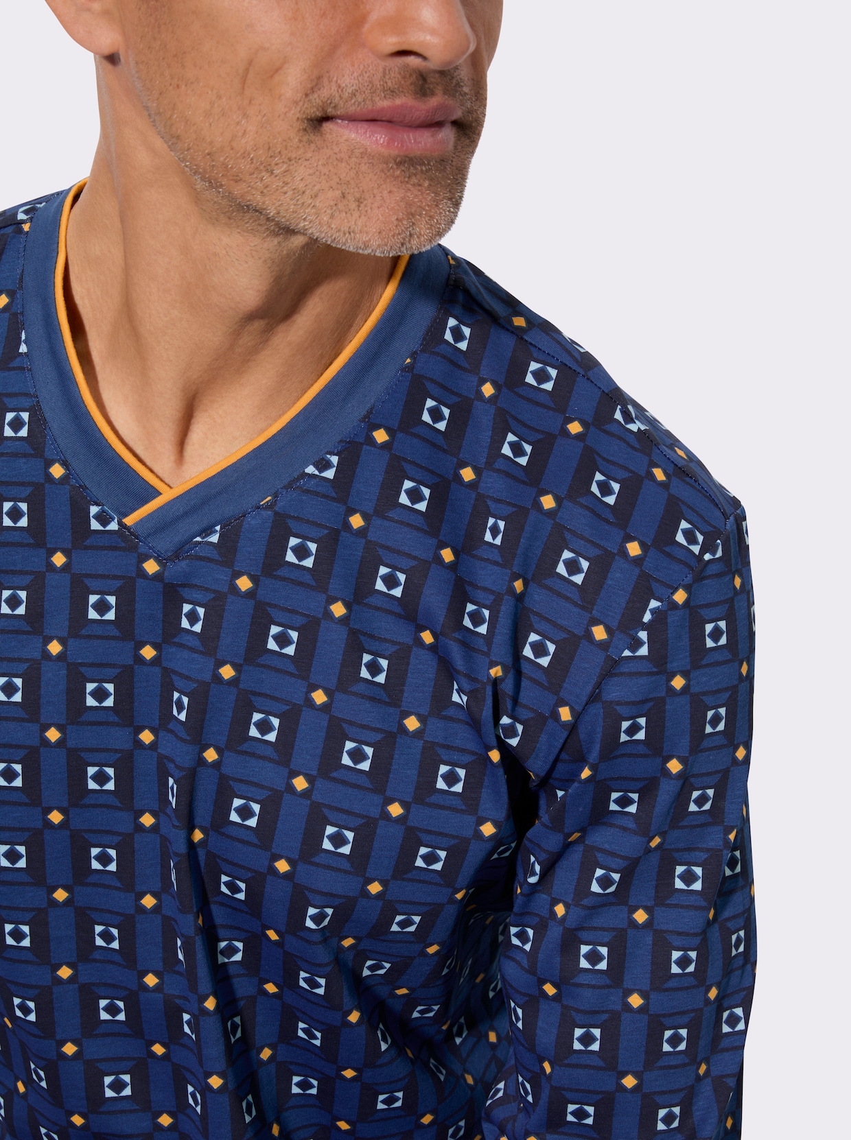 Pyžamo s elastickými náplety - královská modrá-potisk