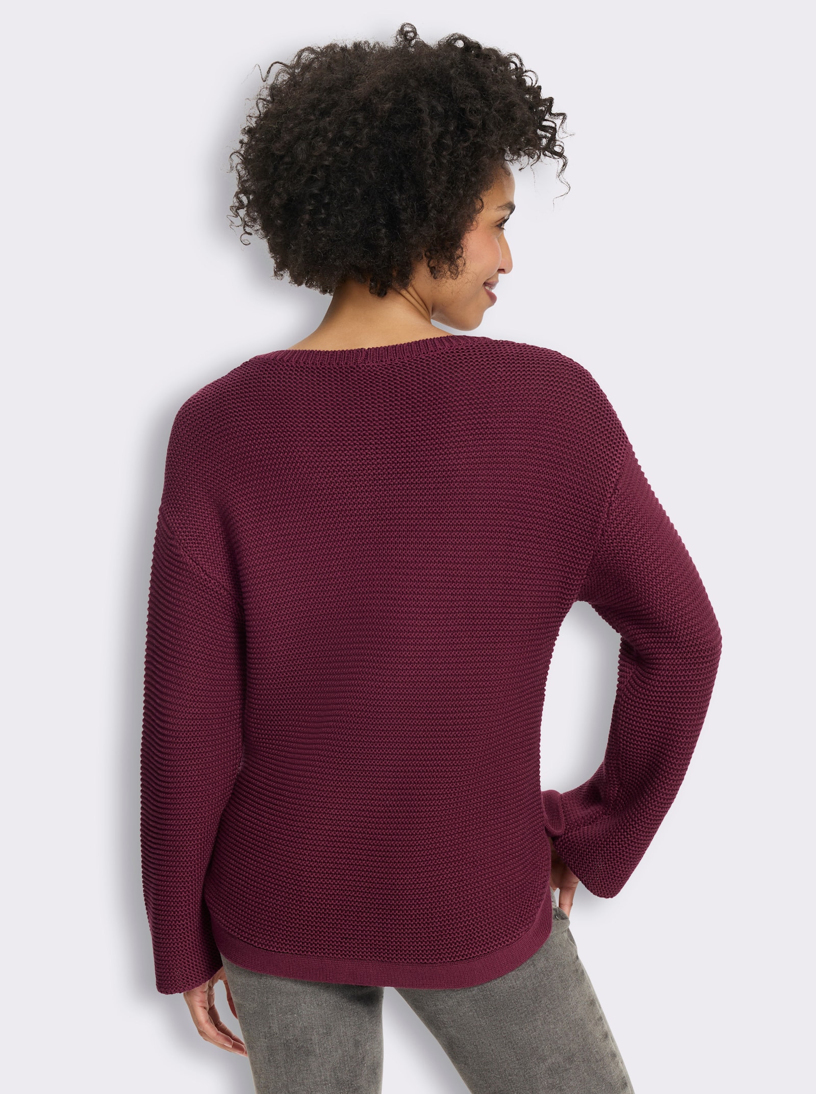heine Langarm-Pullover mit Seitenschlitzen - bordeaux