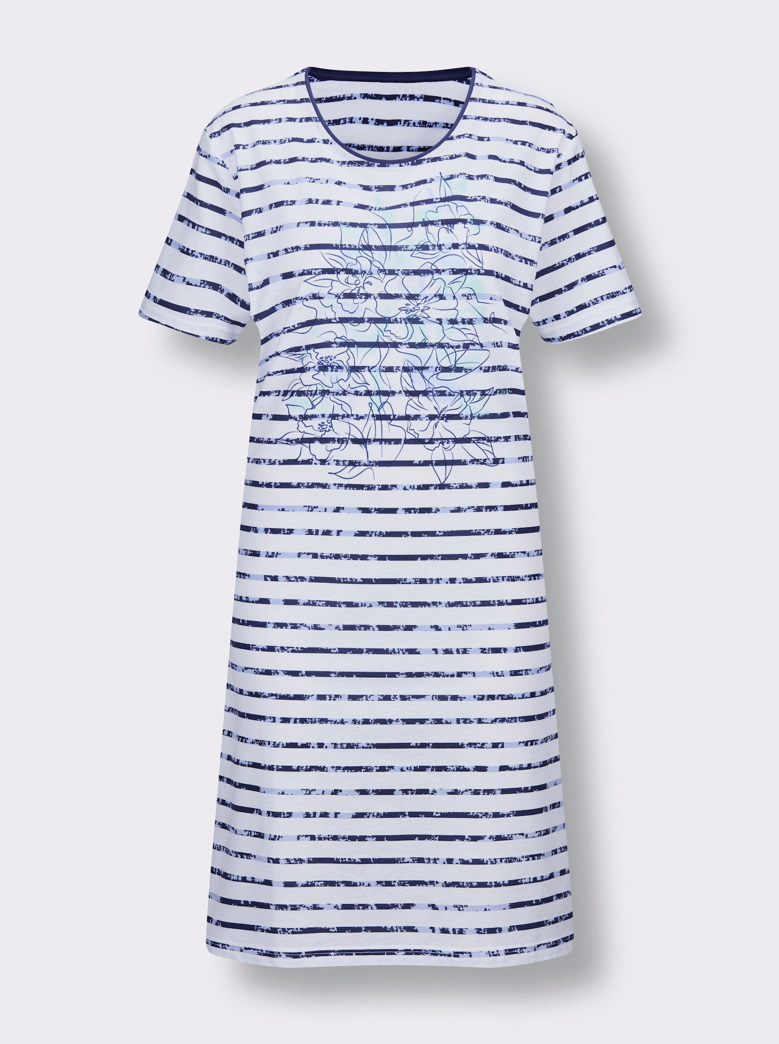 Hajo Sleepshirt von Hajo - weiß-marine-bedruckt