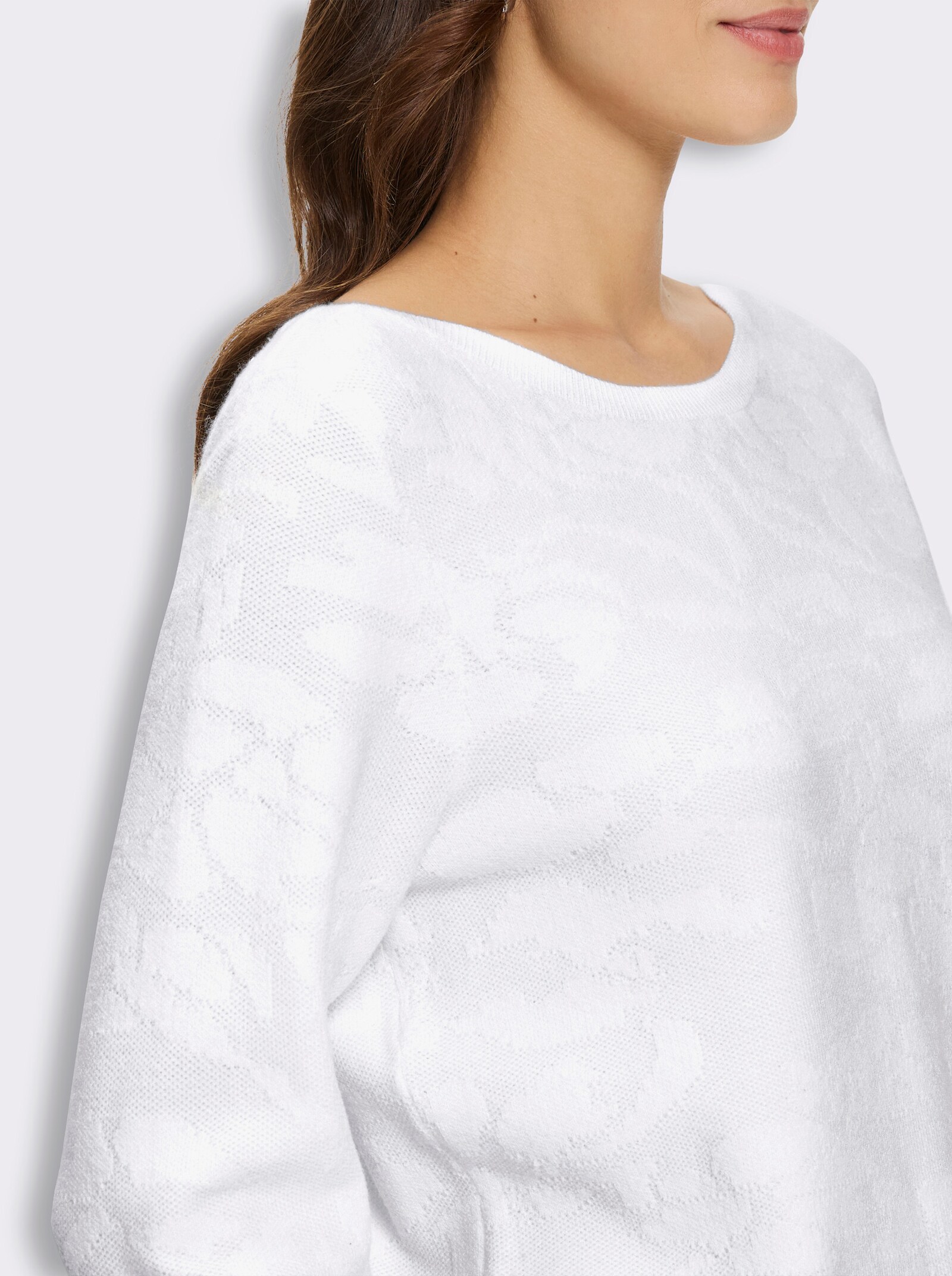 Jacquard-Pullover im Viskose-Mix - ecru