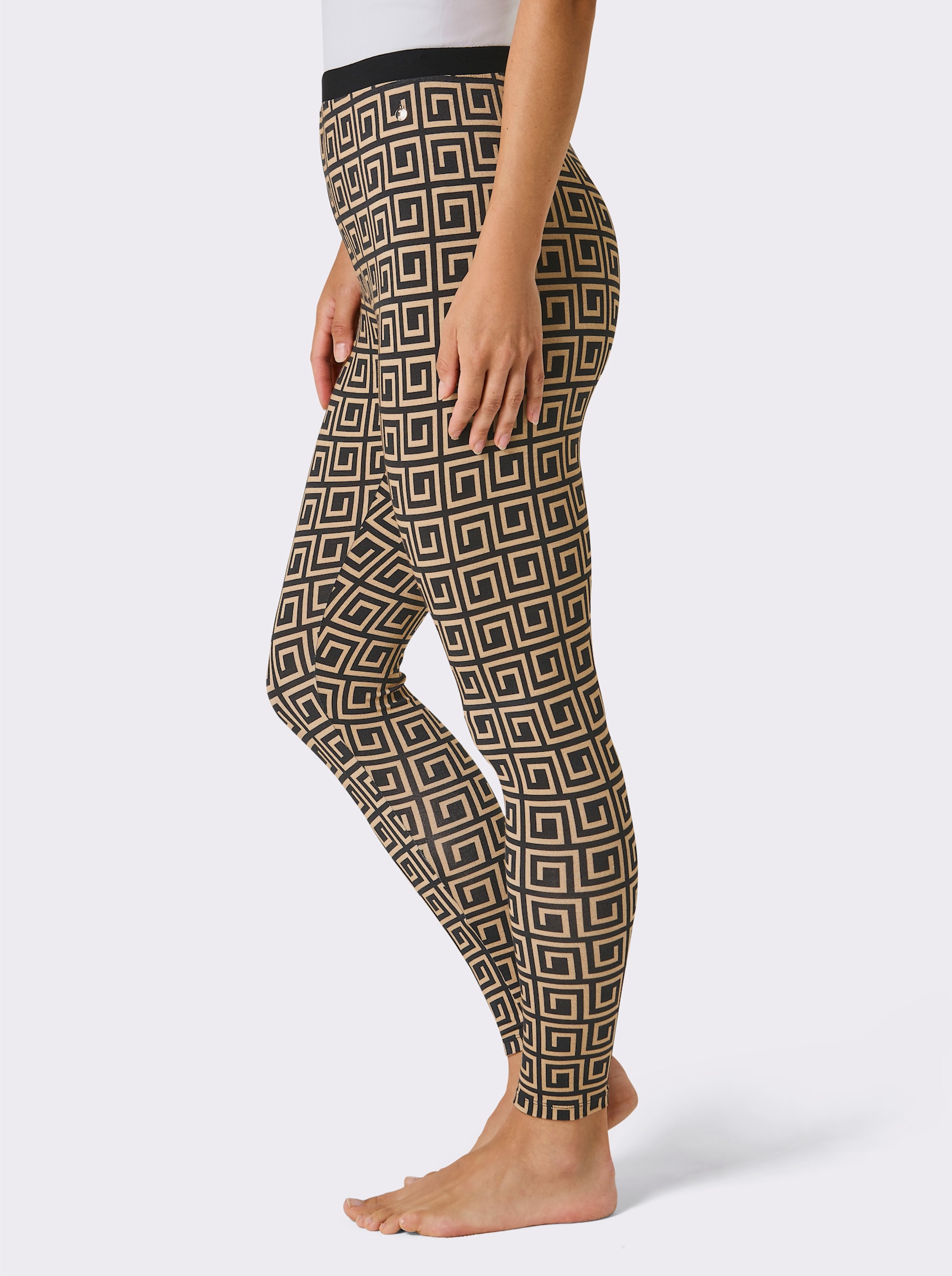 CREATION L PREMIUM Modal-Leggings - schwarz-camel-bedruckt