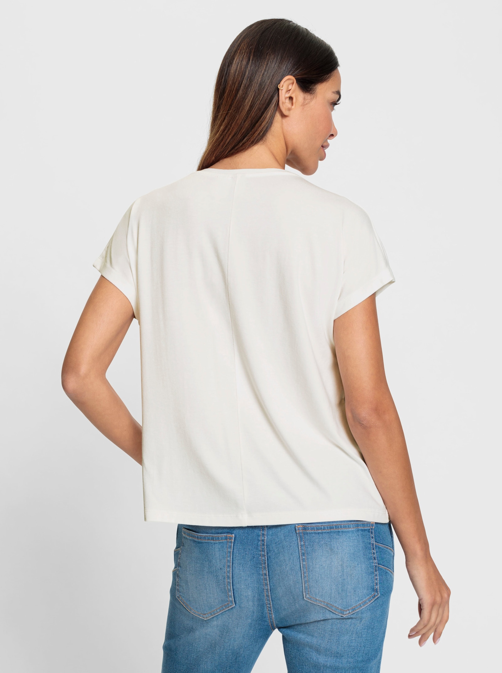 heine Rundhalsshirt mit Glitzersteinchen - ecru