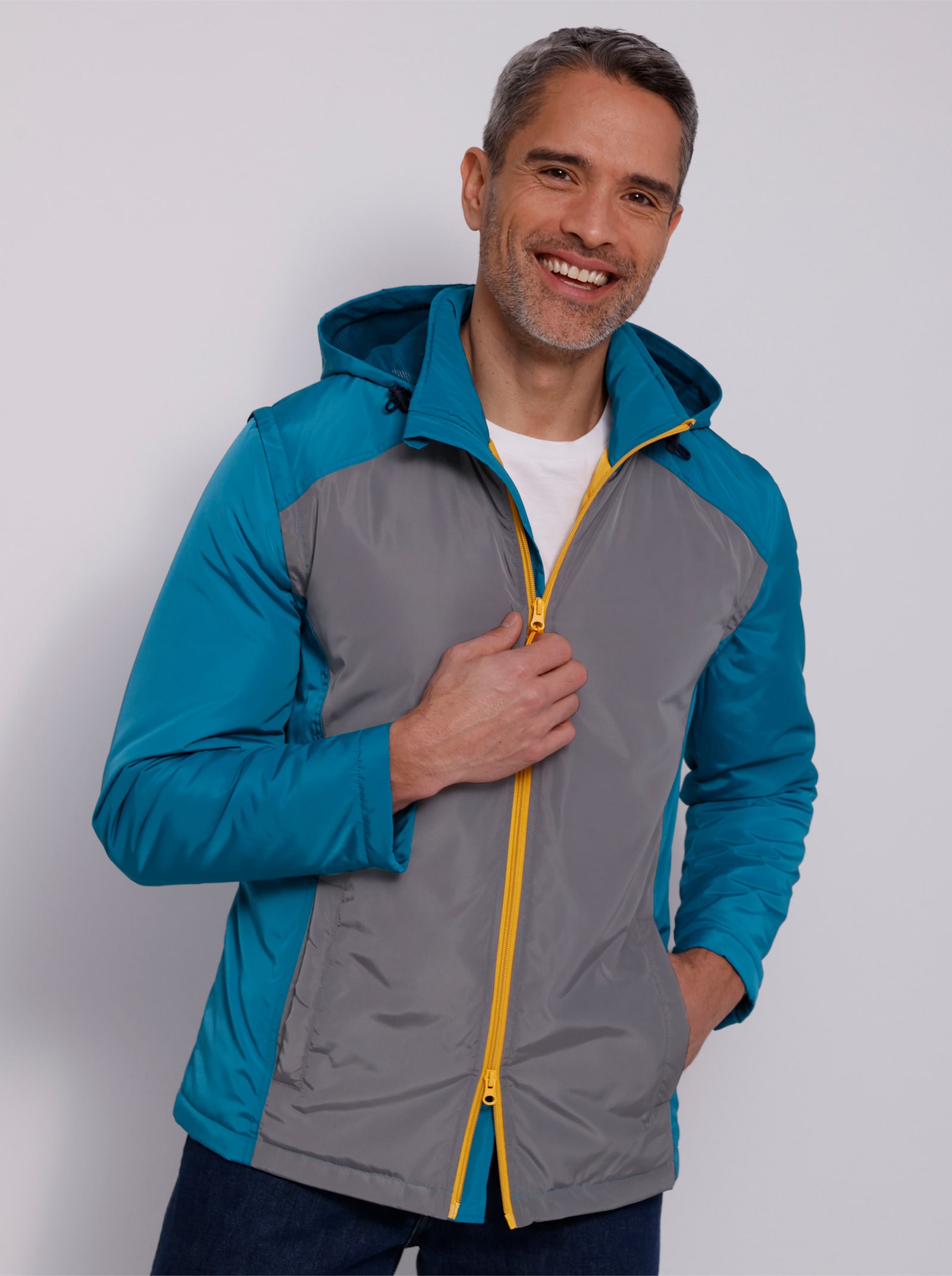 Outdoorjacke mit abzippbaren Ärmeln - topas-anthrazit