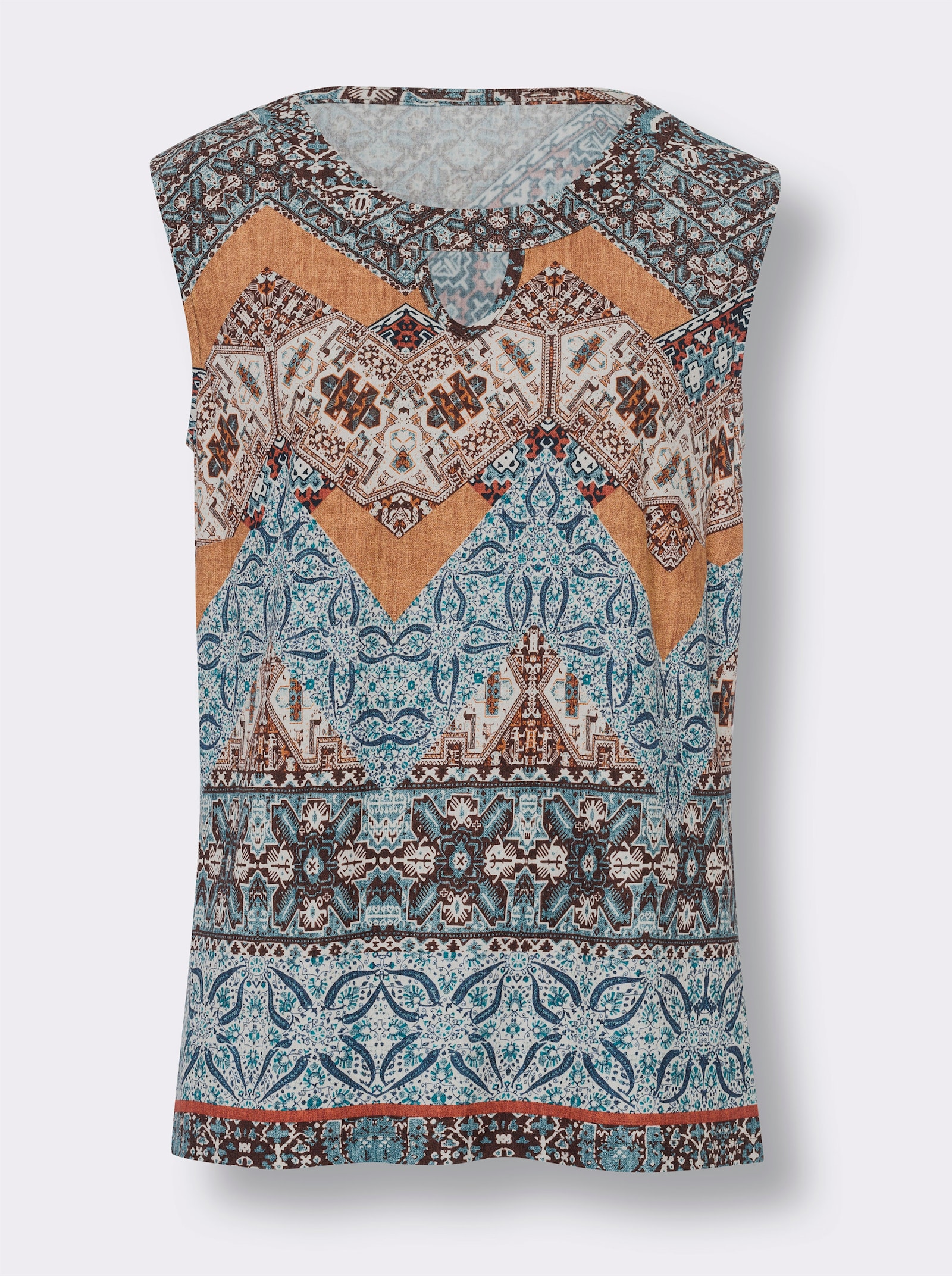 heine Shirttop im Ethno-Stil - papaya-rotbraun-bedruckt