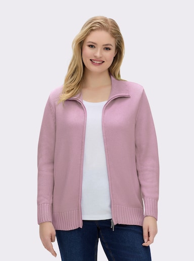 Strickjacke mit 2-Wege-Reißverschluss - altrosé