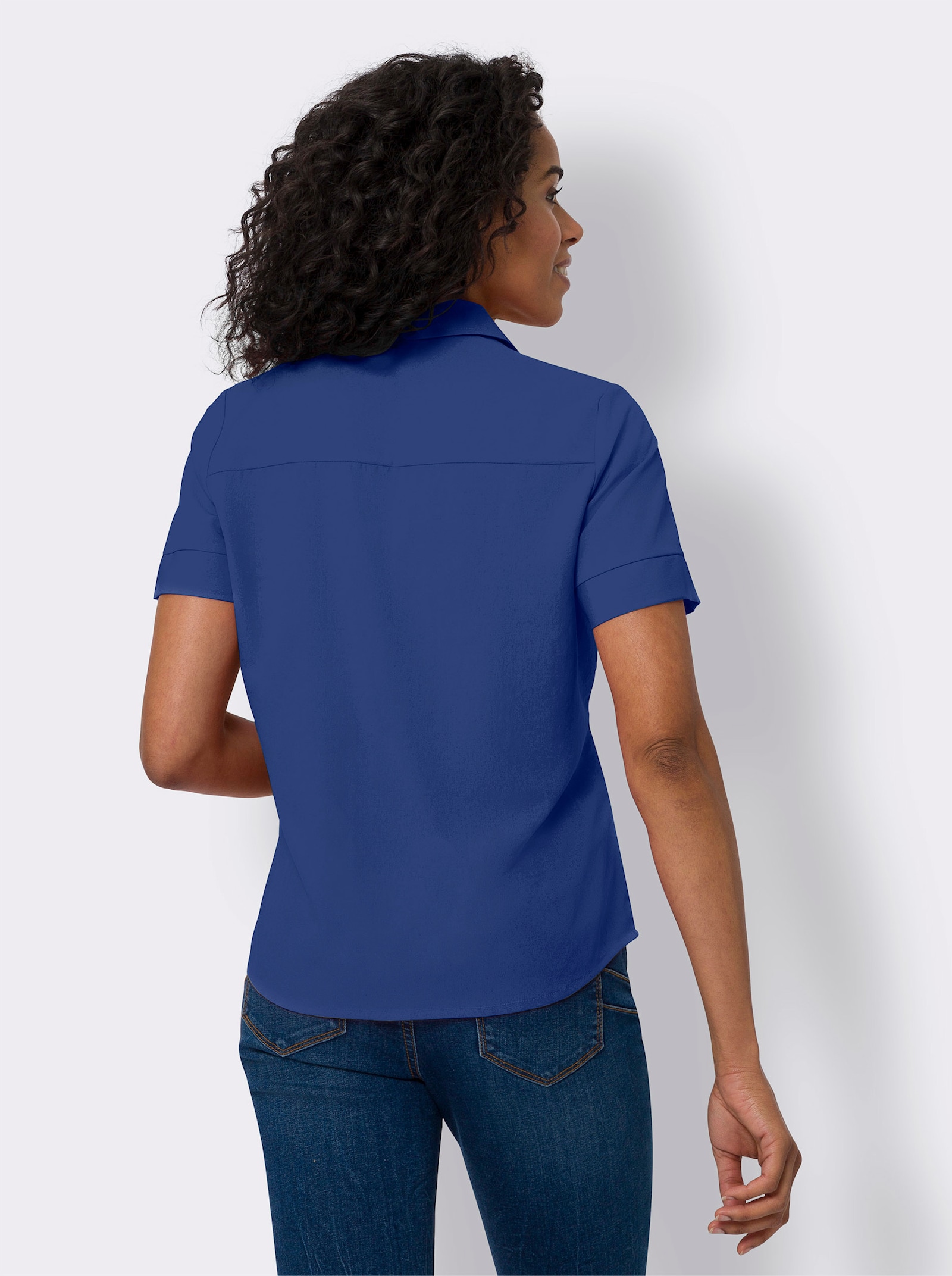 Košeľová blúzka, zaoblená dole - Kráľovská modrá