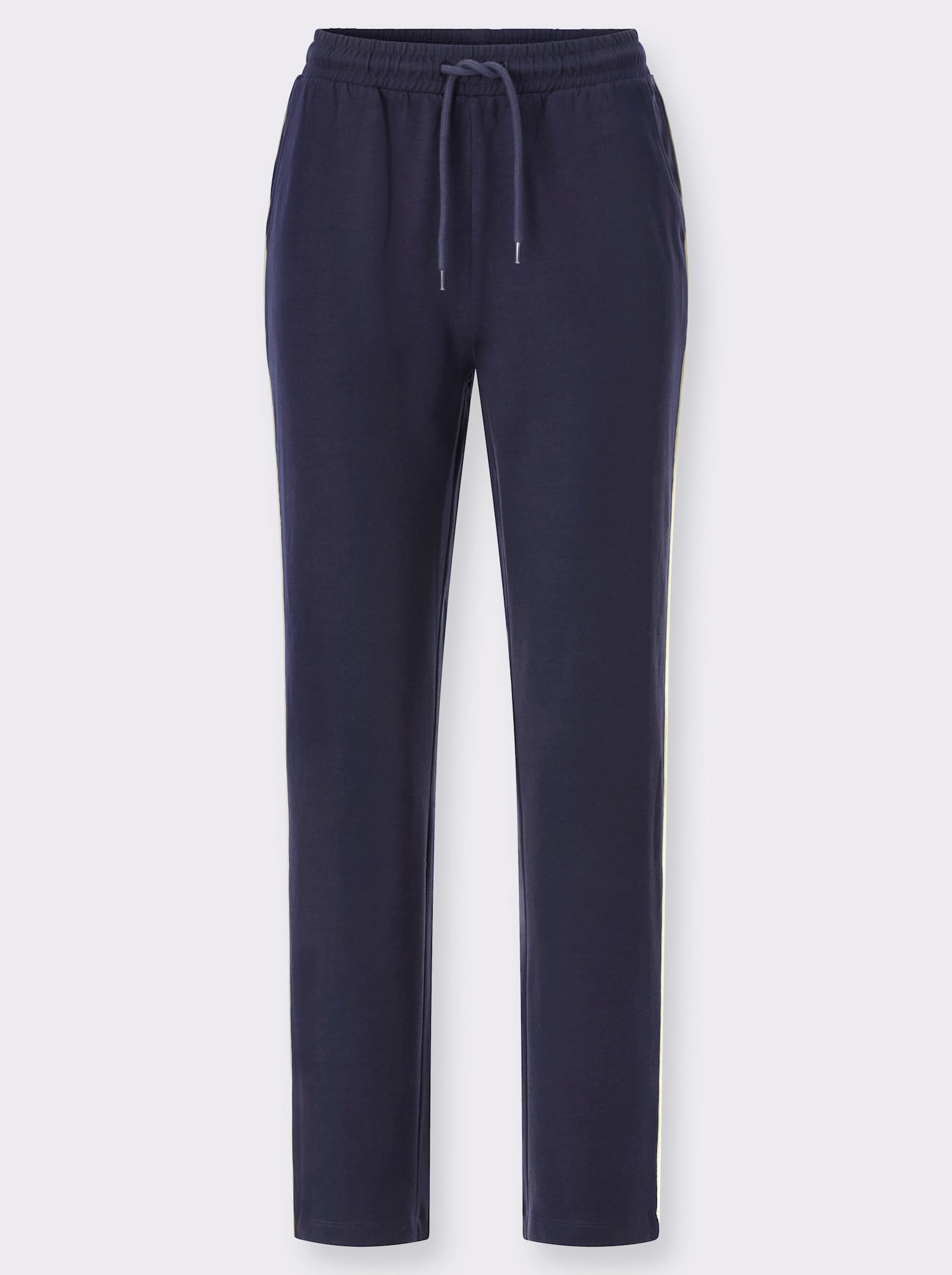 Freizeithose mit Kontrastpaspeln - marine