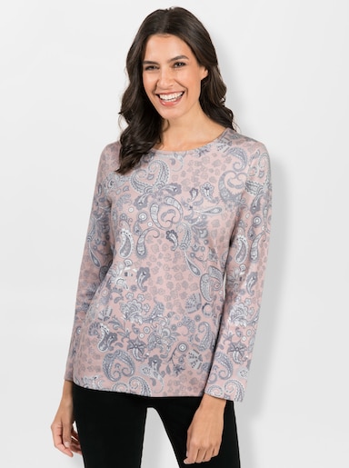Strickpullover mit Paisley-Druck - puder-anthrazit-bedruckt