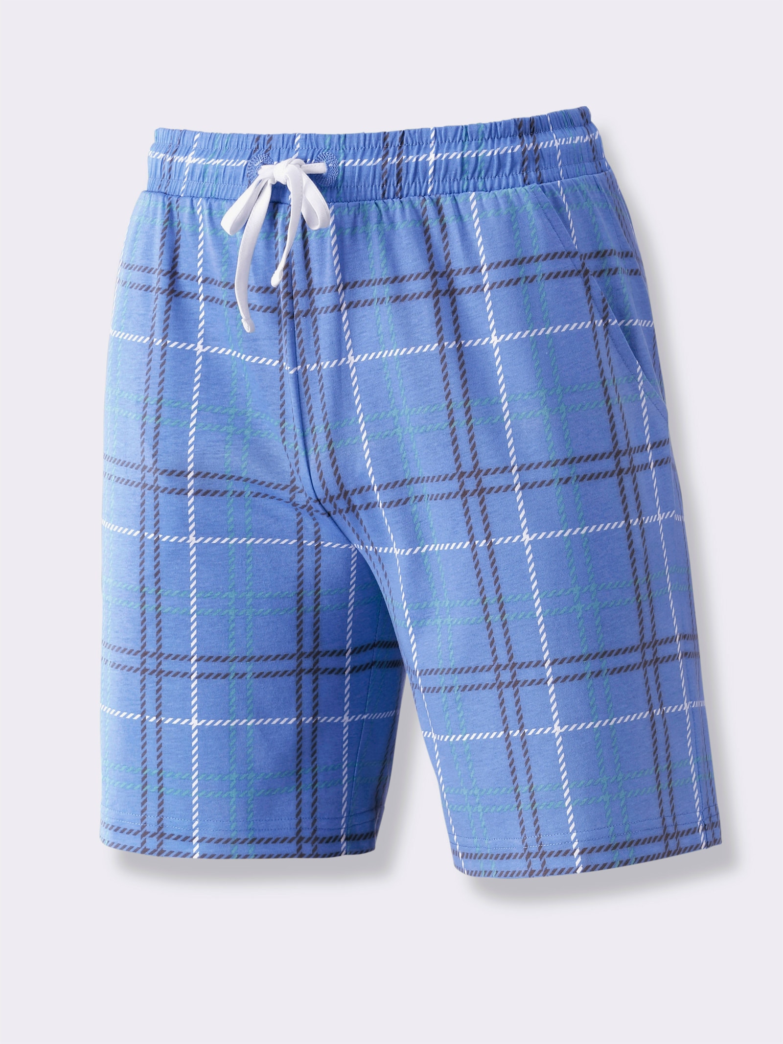 wäschepur men Hose kurz - mittelblau-ozean-kariert