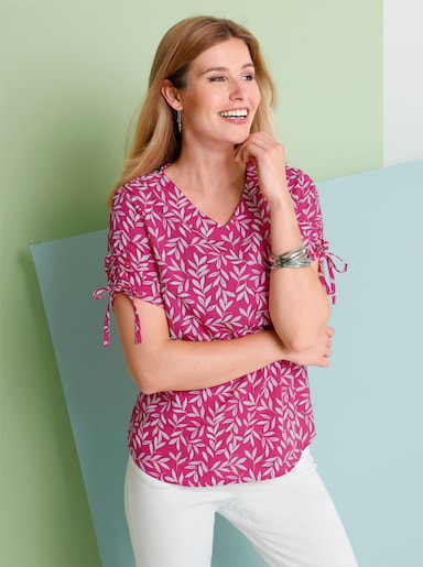 Blouse met korte mouwen - fuchsia/rosé bedrukt