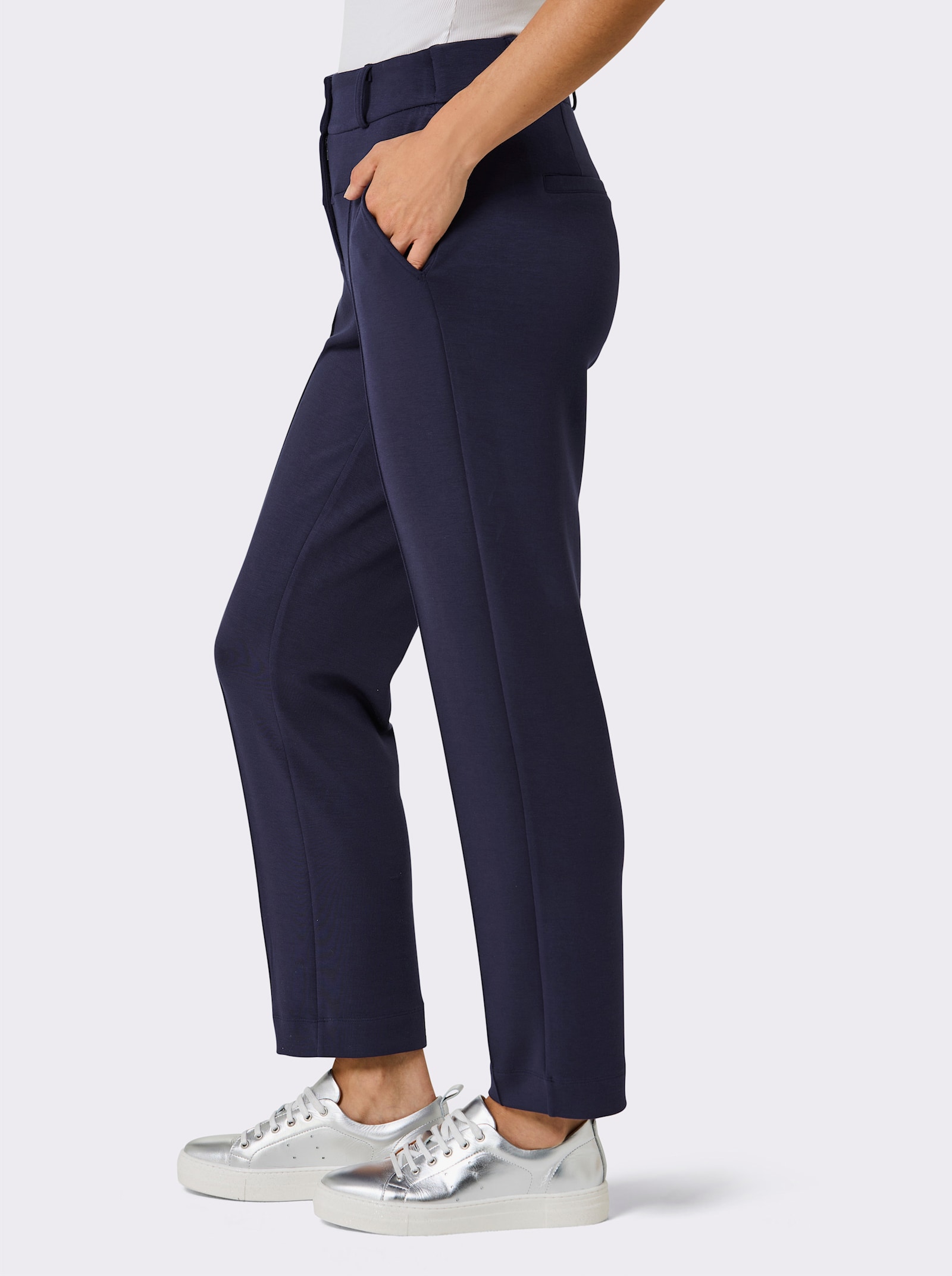 CREATION L PREMIUM Jerseyhose mit Biesen - marine