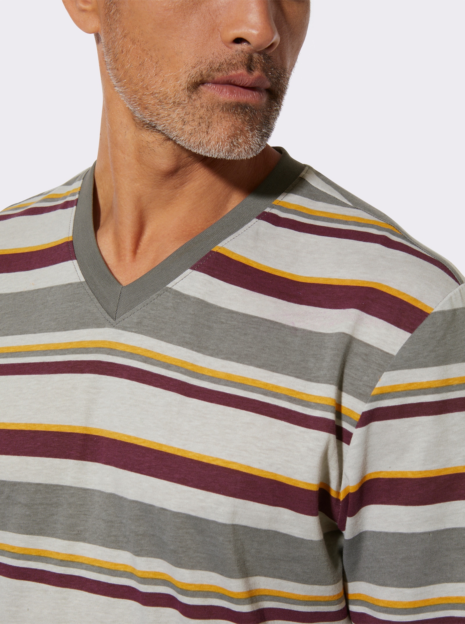 Pyjamas med randmönster - antracit-ljusgrå-randig