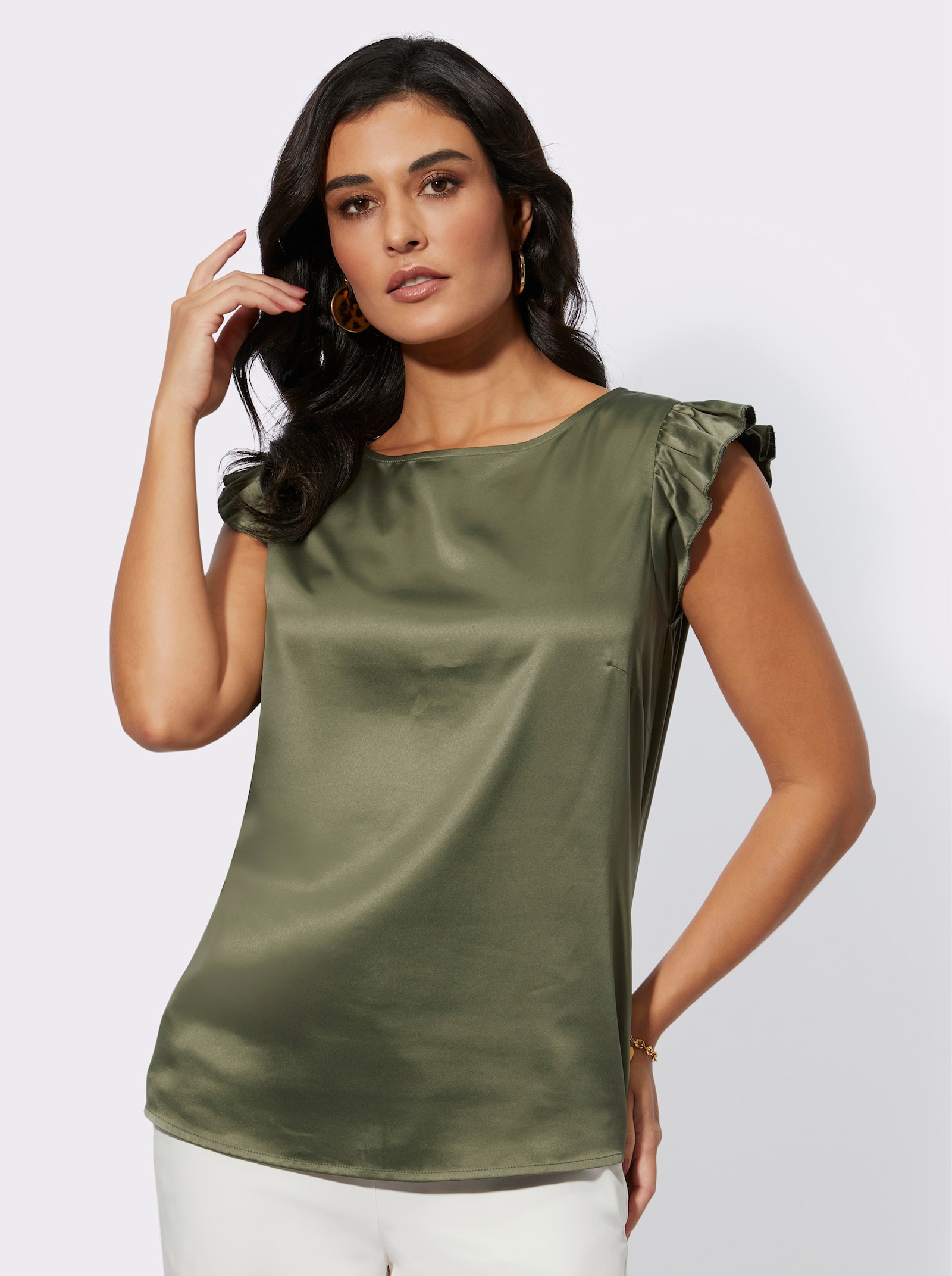 Blusentop mit Flügelärmel - khaki