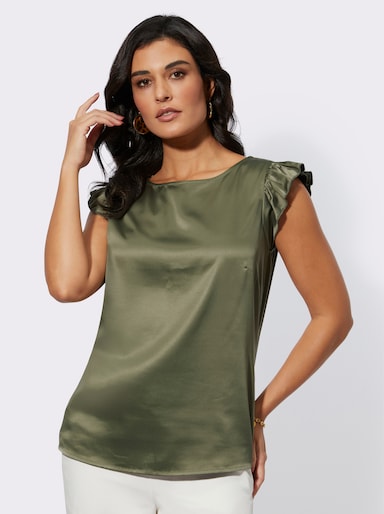 Blusentop mit Flügelärmel - khaki