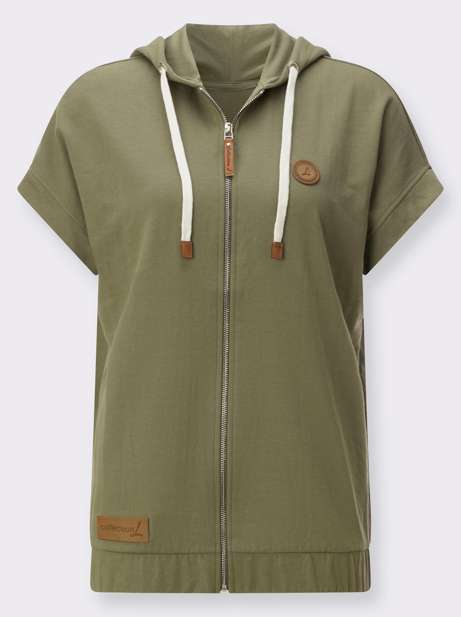 Sweatjacke mit Kapuze - khaki