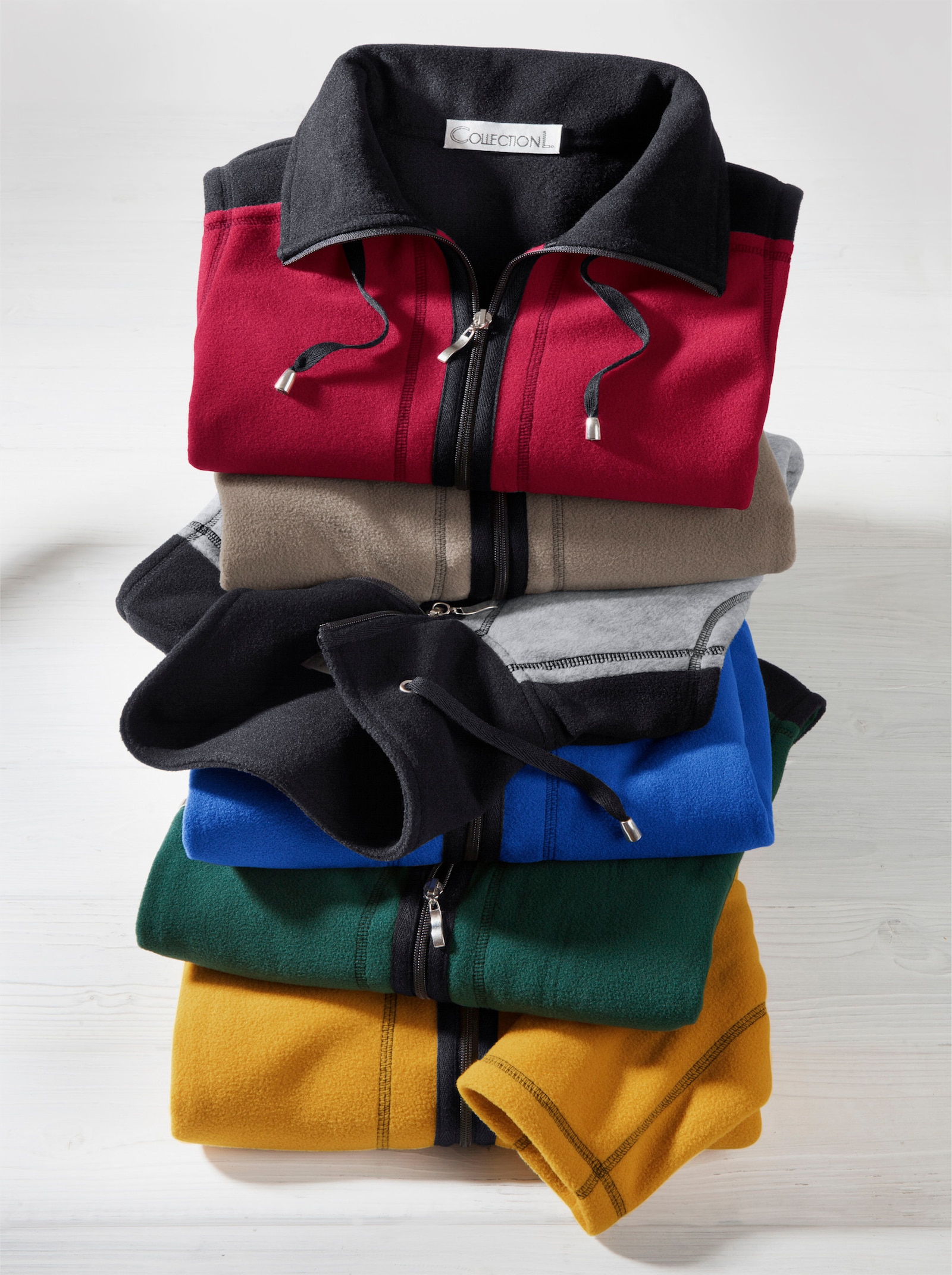 Fleecejacke mit Kontraststreifen - blau-schwarz