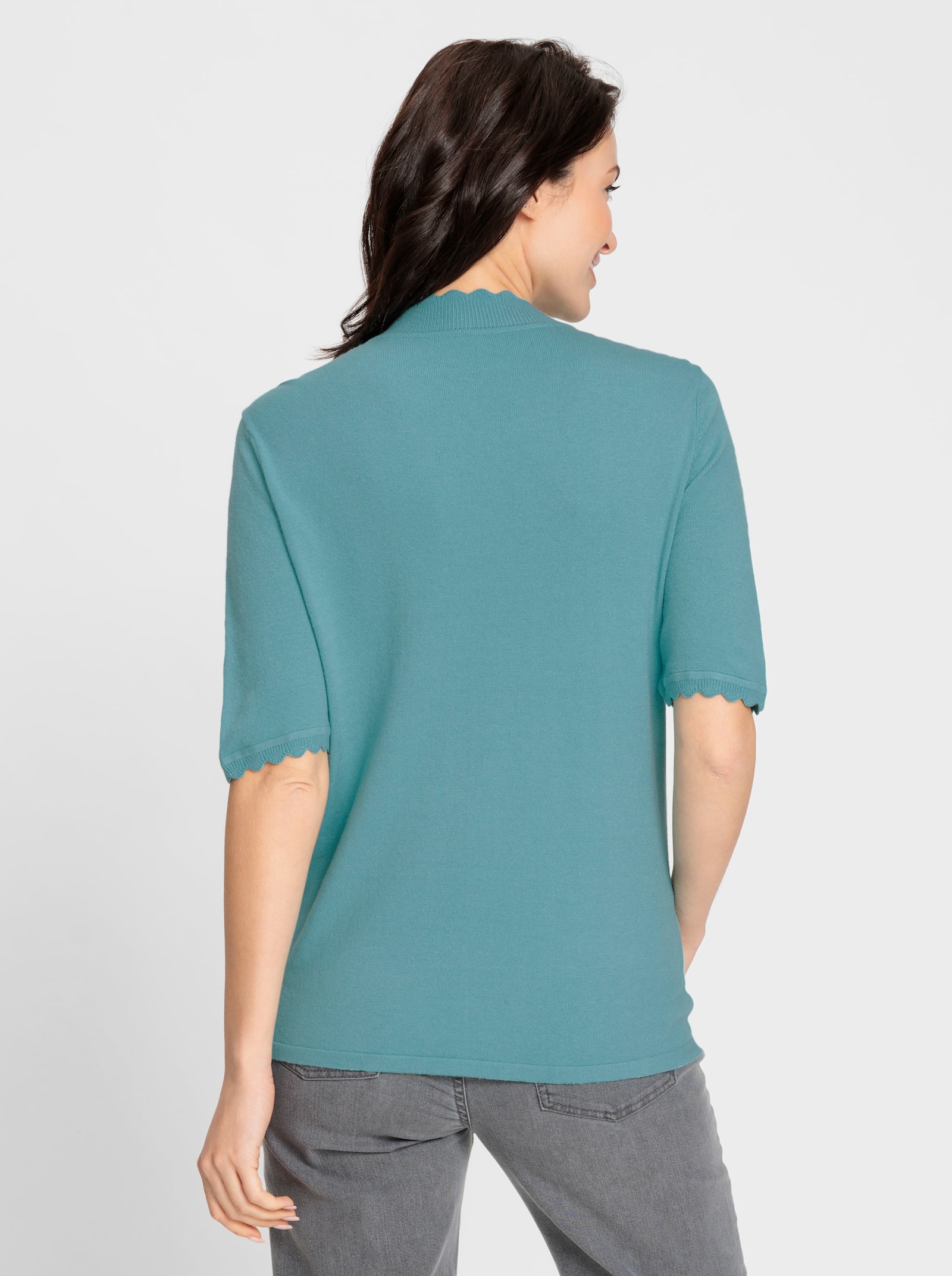 Kurzarmpullover mit Wellenkanten - ozean