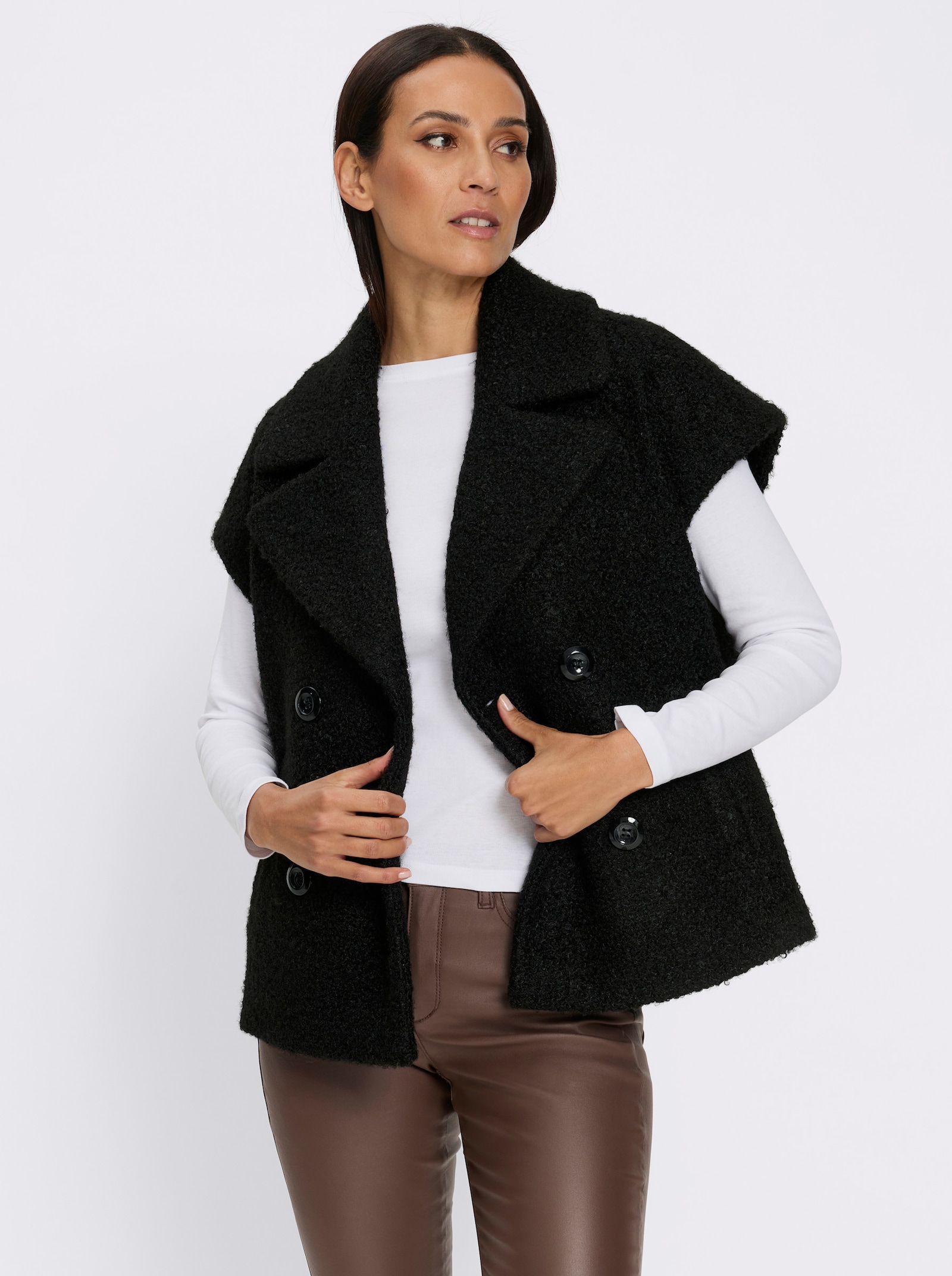 heine Weste mit Reverskragen - schwarz