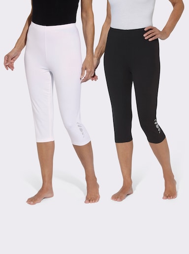 Capri-Leggings - weiß + schwarz