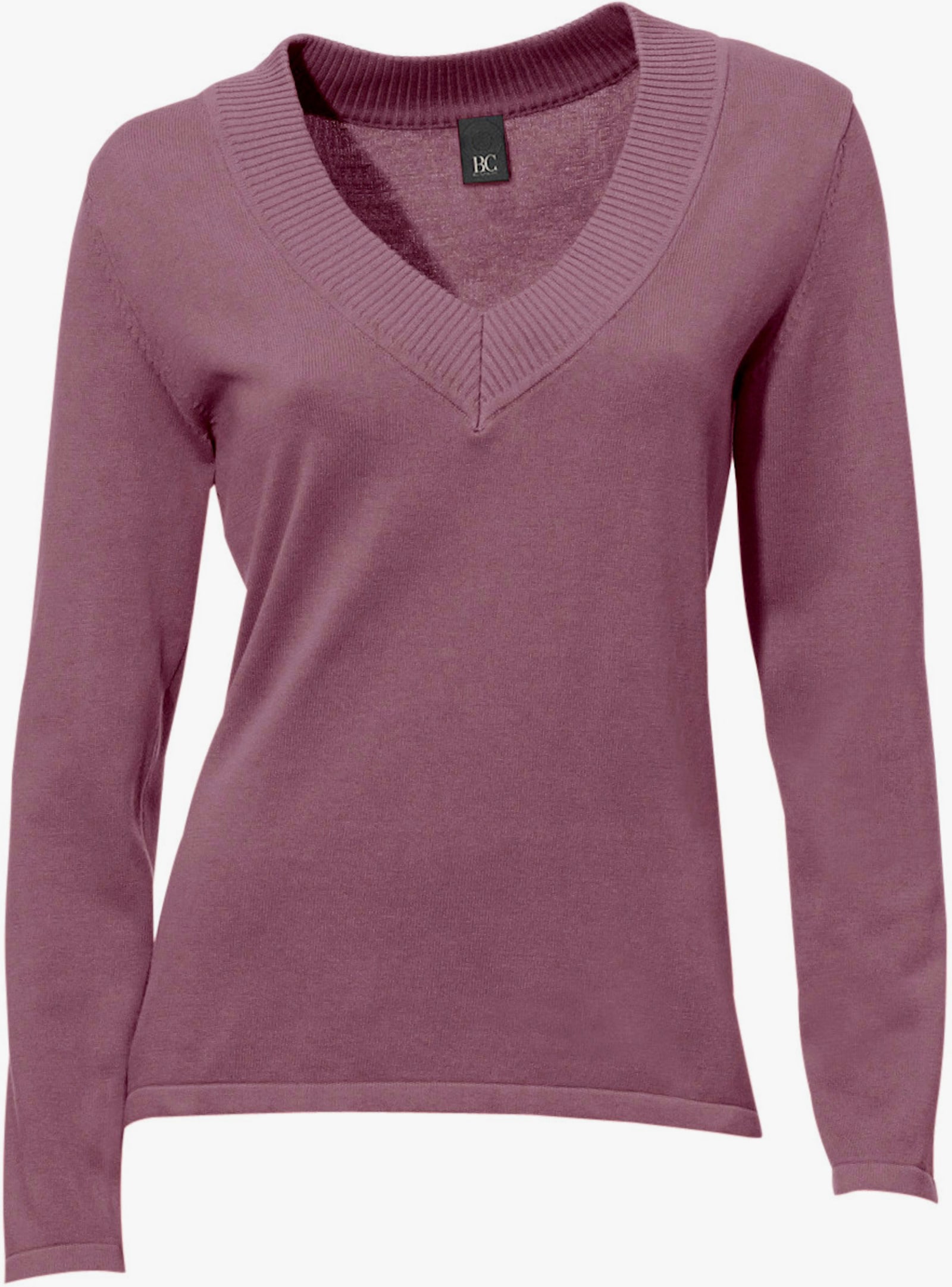 heine V-Ausschnitt-Pullover aus reiner Baumwolle - mauve