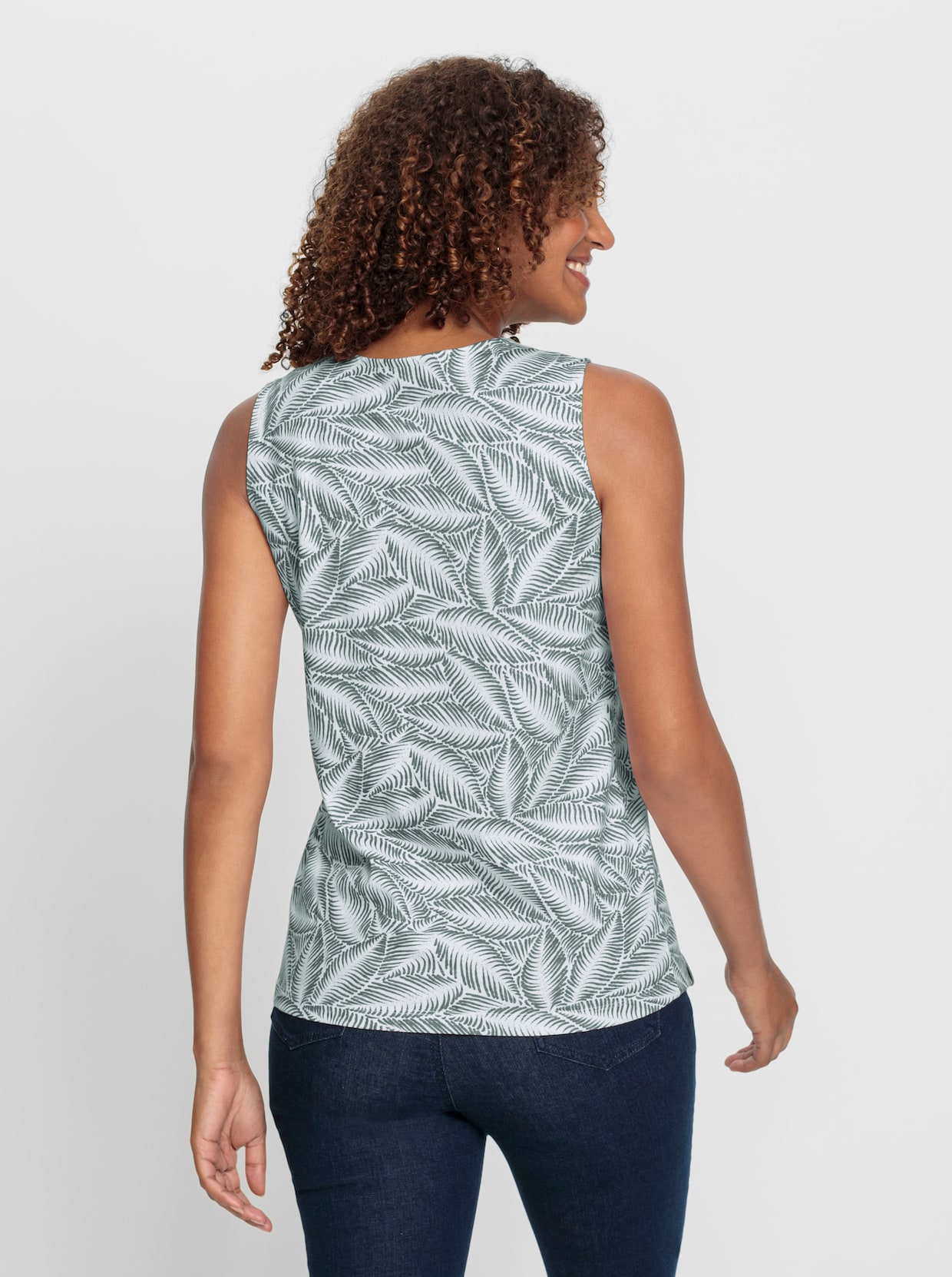 Shirttop - jade/ecru bedrukt