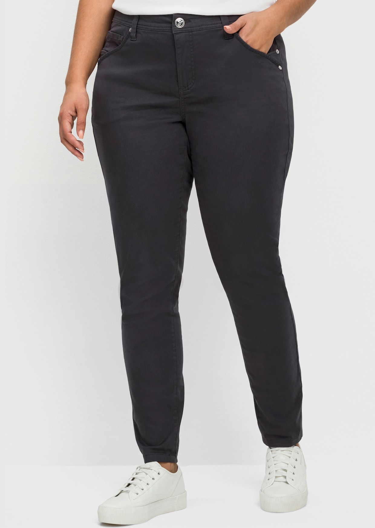 sheego Broek - donkergrijs