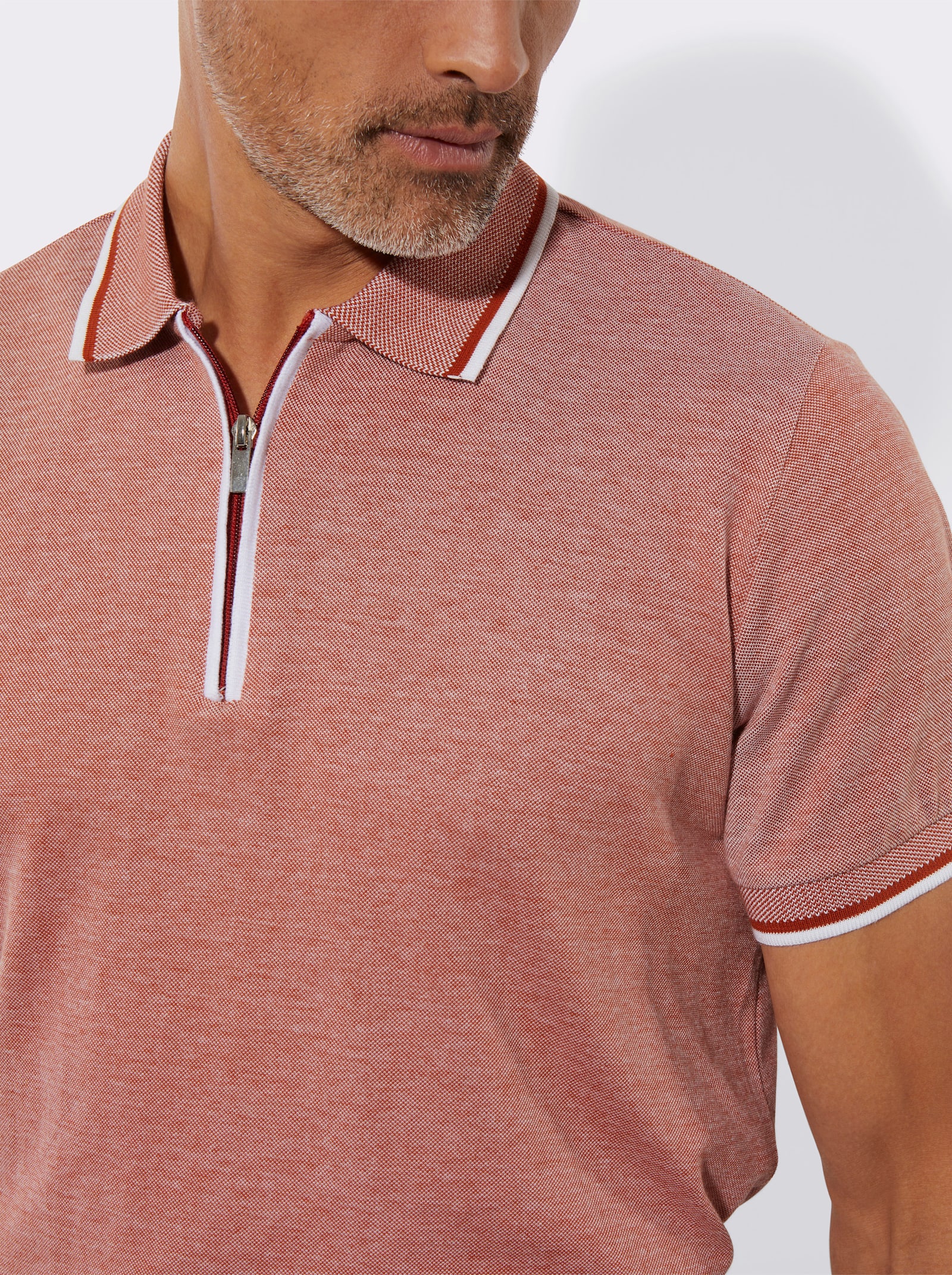 Poloshirt van piqué. - roestrood