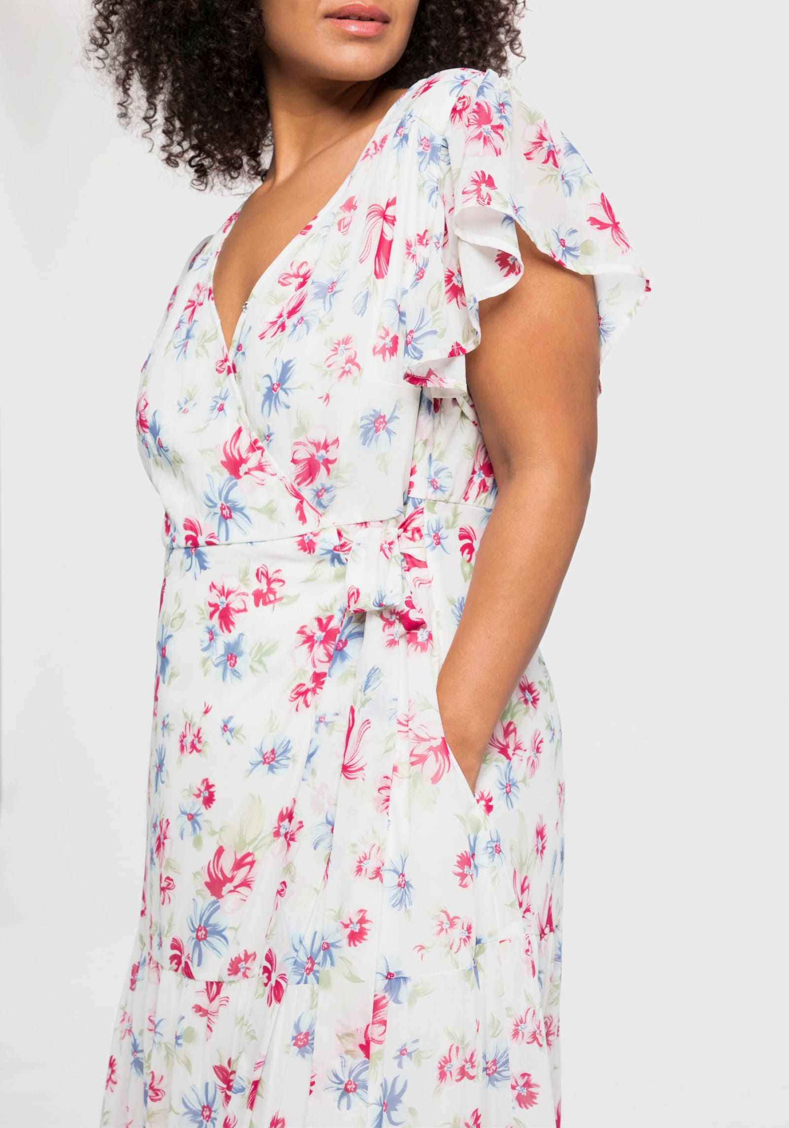 sheego by Joe Browns Chiffonkleid mit Blumendruck - weiß bedruckt