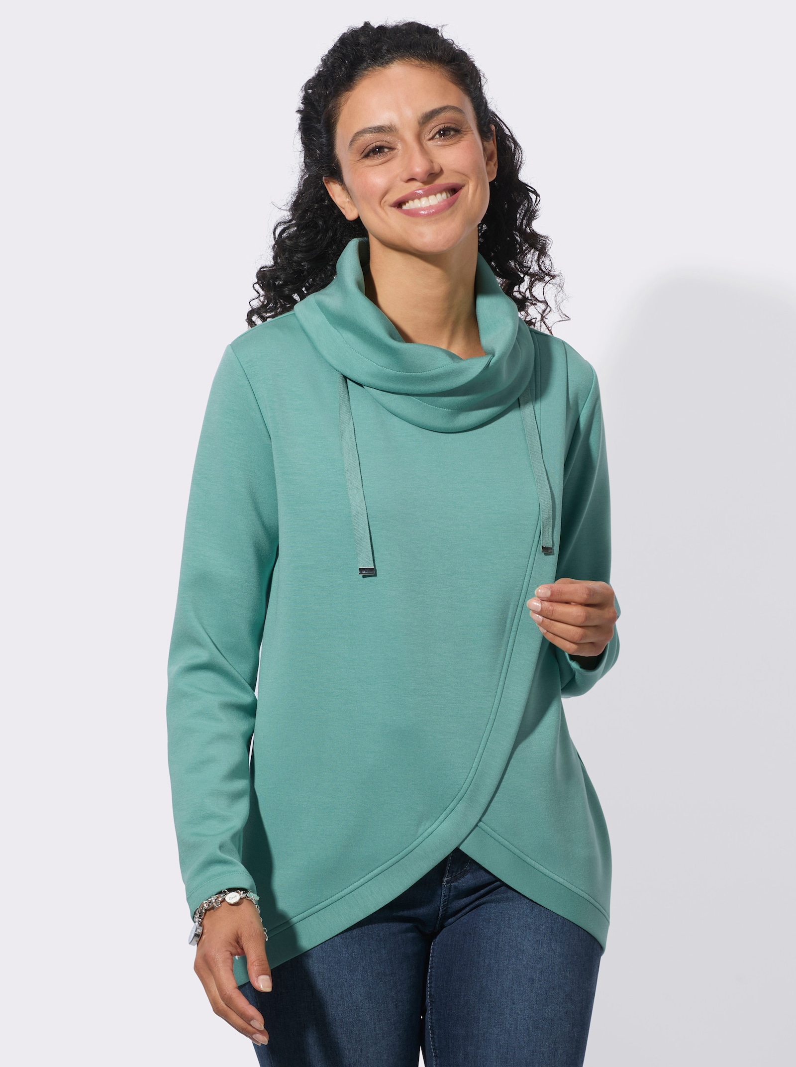  Longshirt in Wickel-Optik - salbei